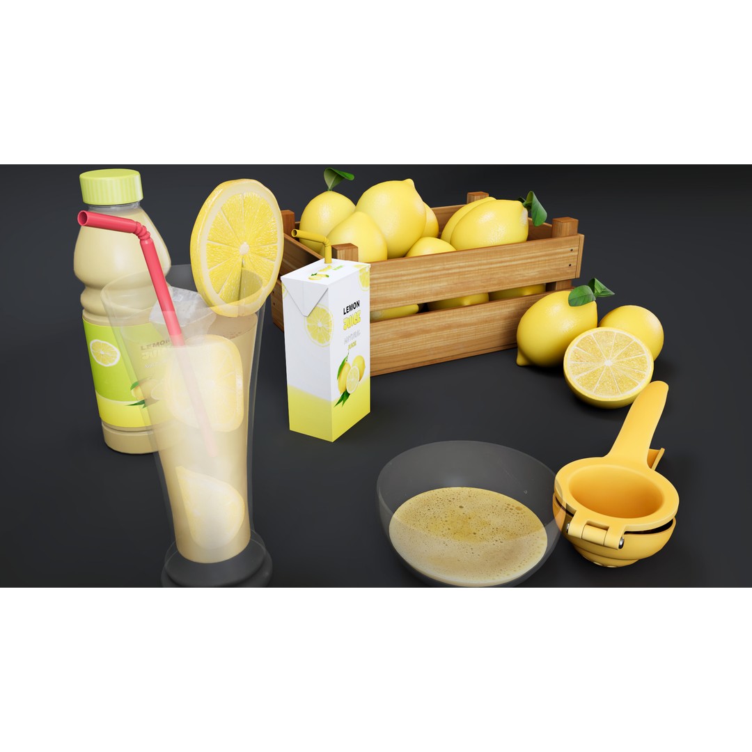 Lemon 3D Model – Low Poly PBR Asset for Games, FBX Format - View 11