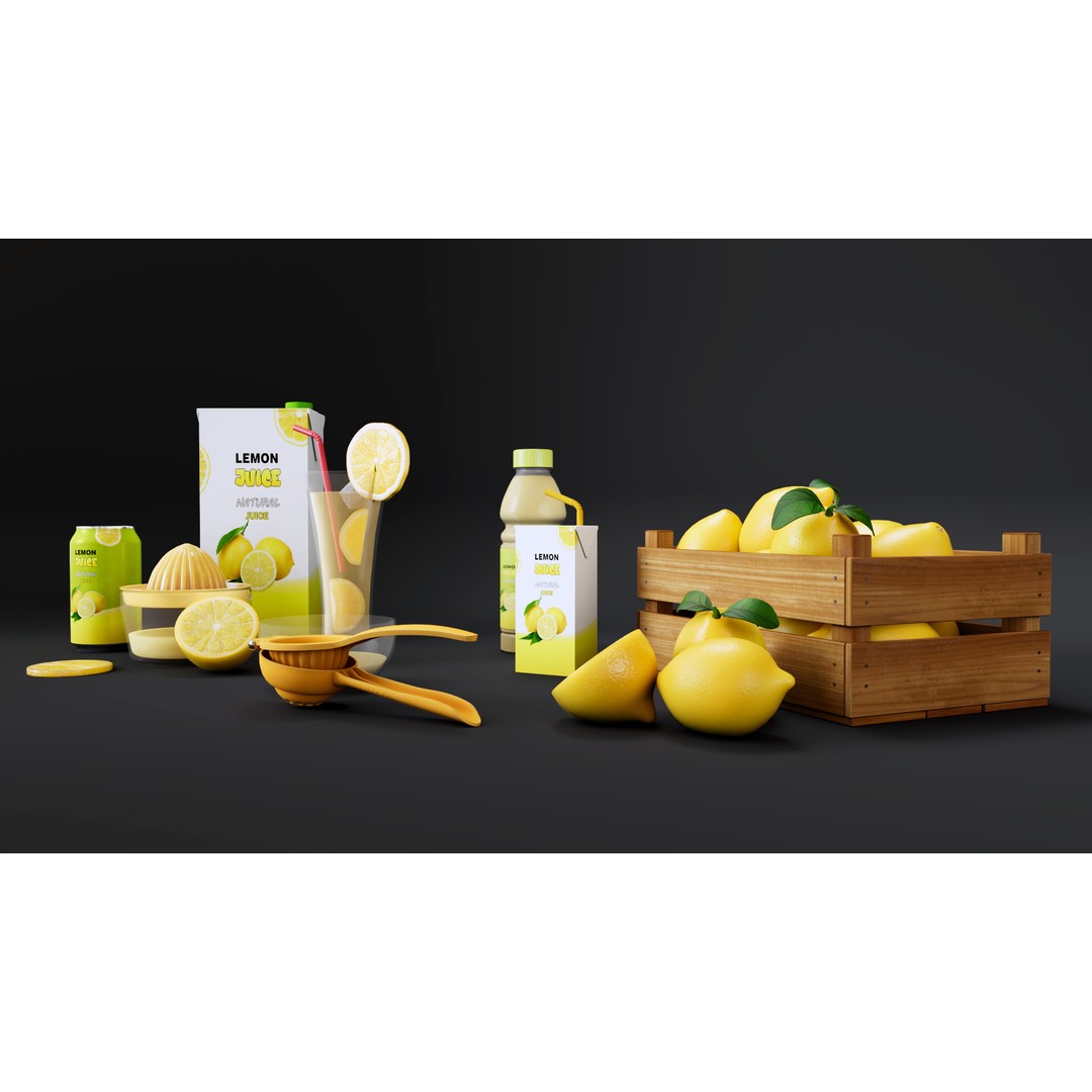 Lemon 3D Model – Low Poly PBR Asset for Games, FBX Format - View 4