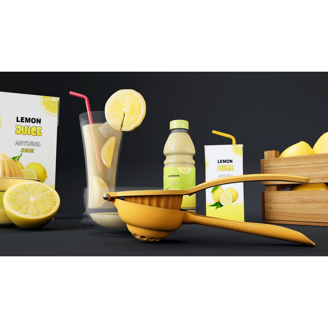 Lemon 3D Model – Low Poly PBR Asset for Games, FBX Format - View 6