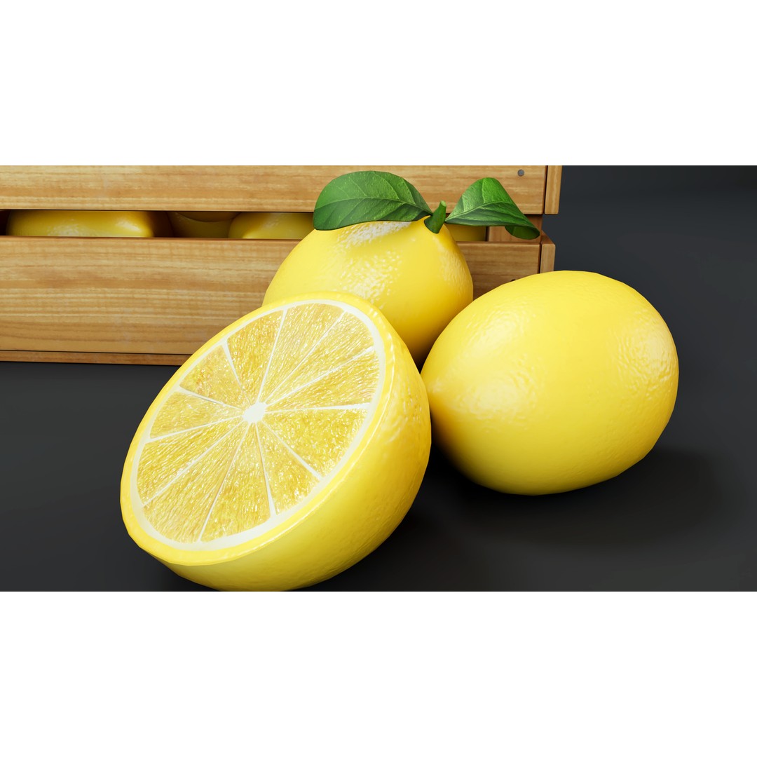 Lemon 3D Model – Low Poly PBR Asset for Games, FBX Format - View 8