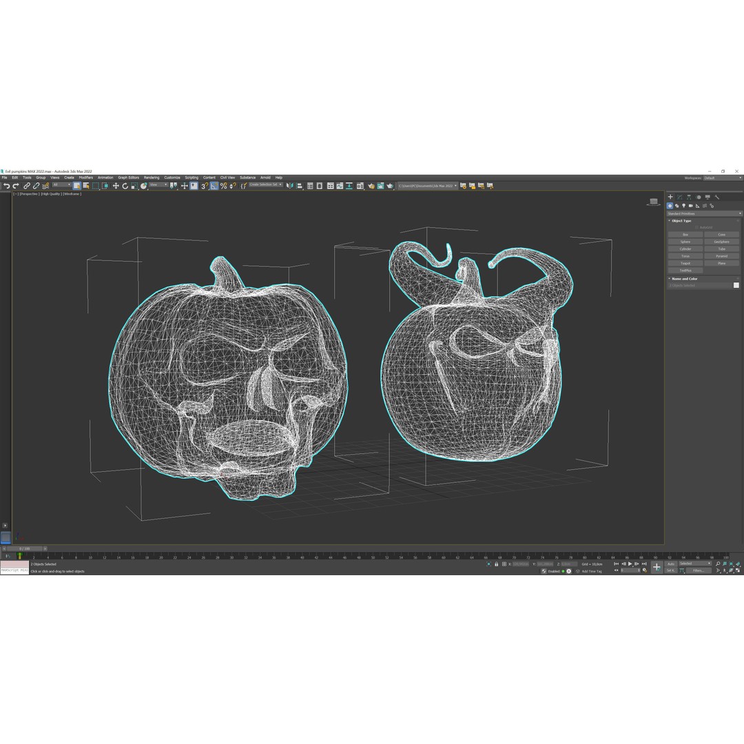 Evil Pumpkins 3D Model – Low Poly Game Asset, PBR Textures, FBX, OBJ - View 13