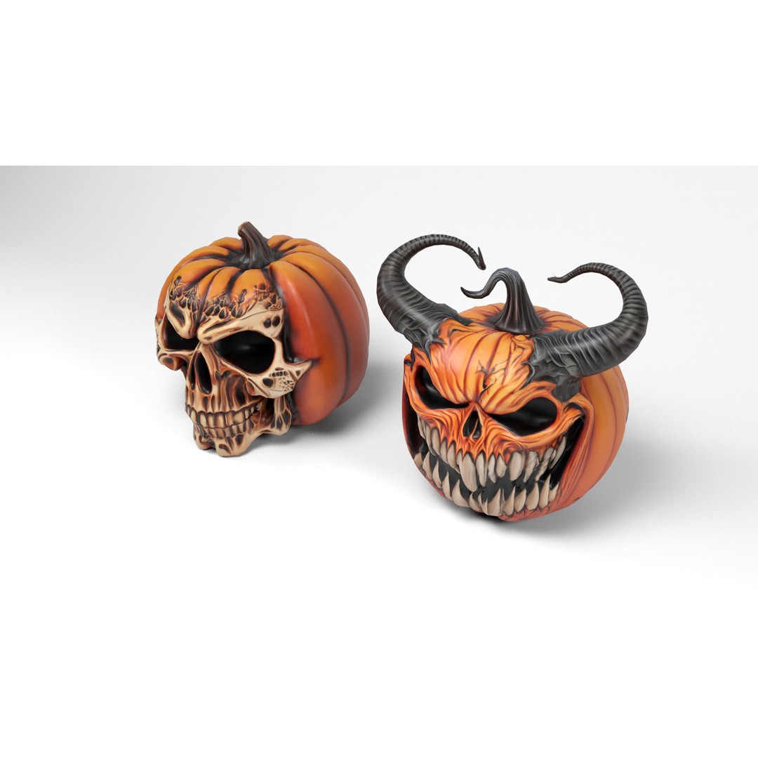 Evil Pumpkins 3D Model – Low Poly Game Asset, PBR Textures, FBX, OBJ - View 6