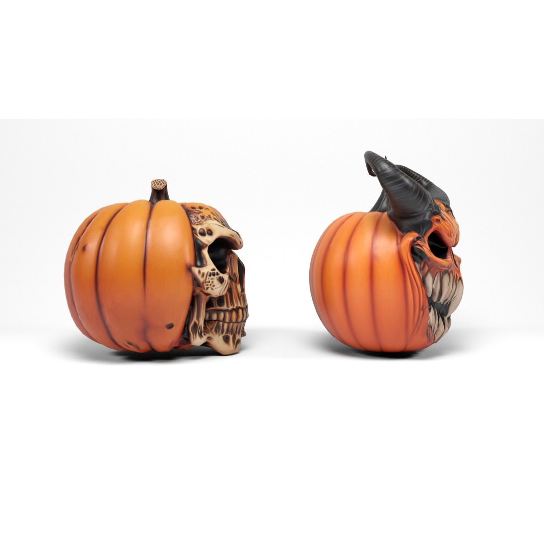 Evil Pumpkins 3D Model – Low Poly Game Asset, PBR Textures, FBX, OBJ - View 7