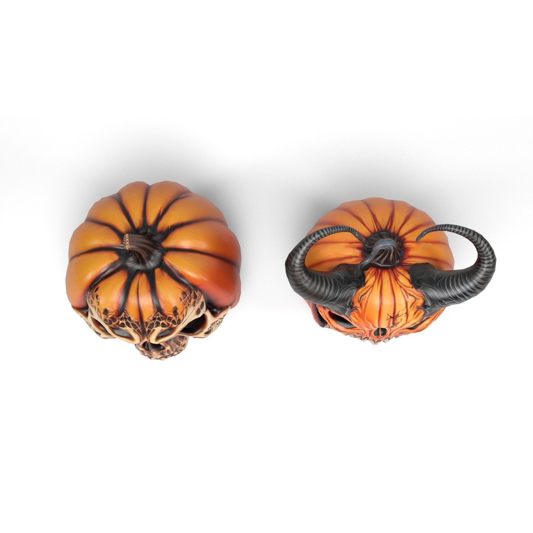 Evil Pumpkins 3D Model – Low Poly Game Asset, PBR Textures, FBX, OBJ - View 8