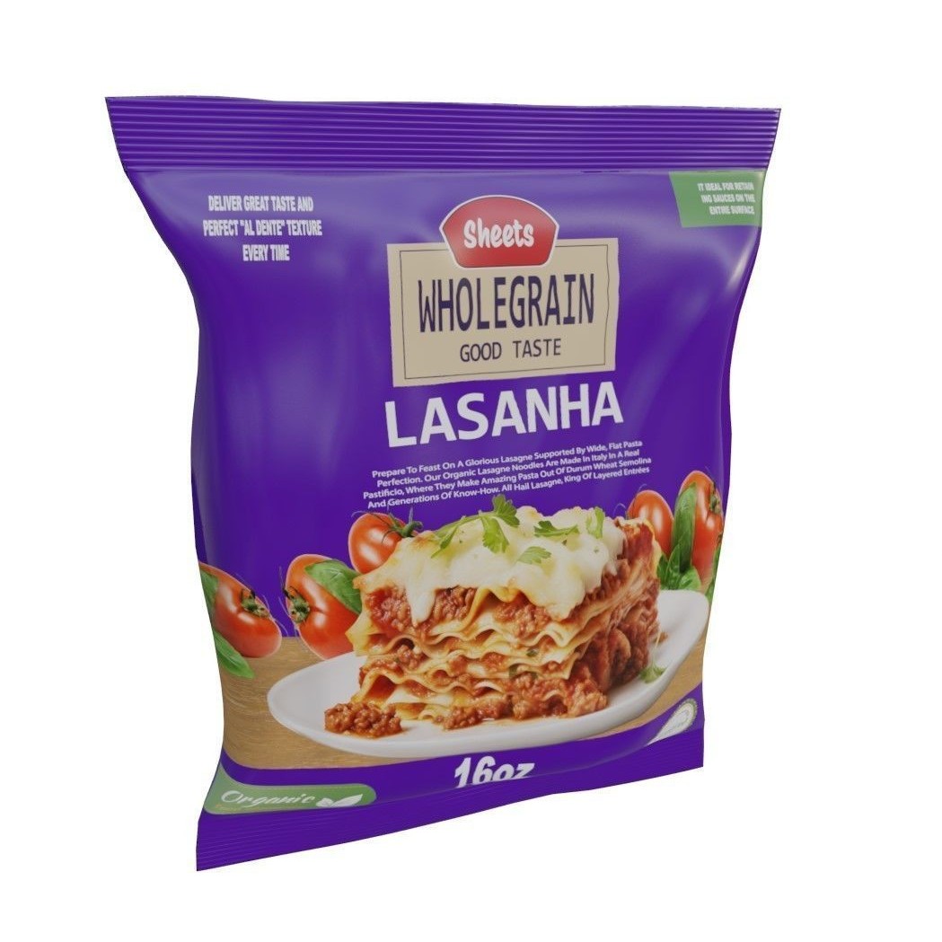 Wholegrain Lasagna Sheets 3D Model – Low Poly PBR Food Asset, FBX - View 4