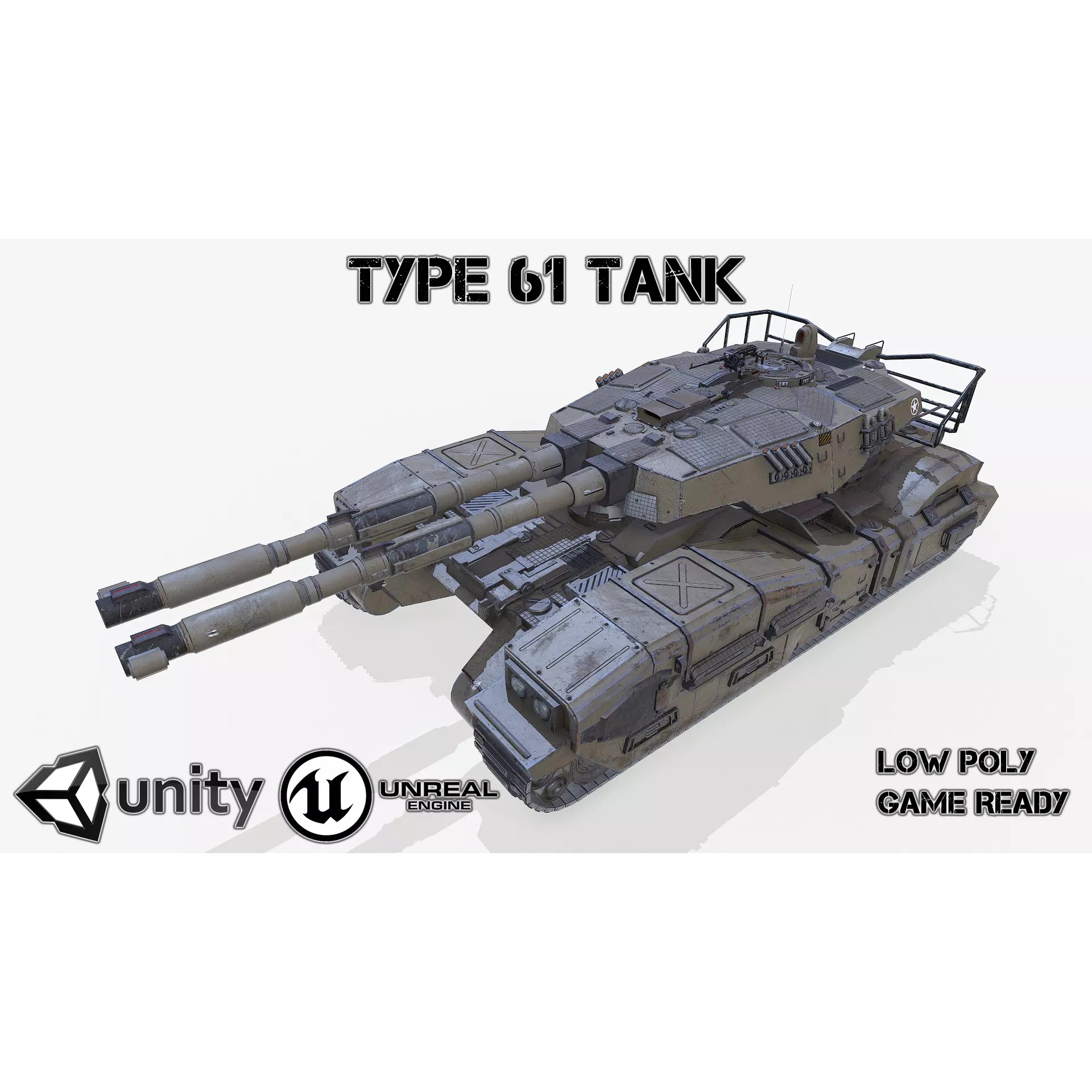 Type 61 Tank - Low-Poly Game-Ready 3D Model - View 2