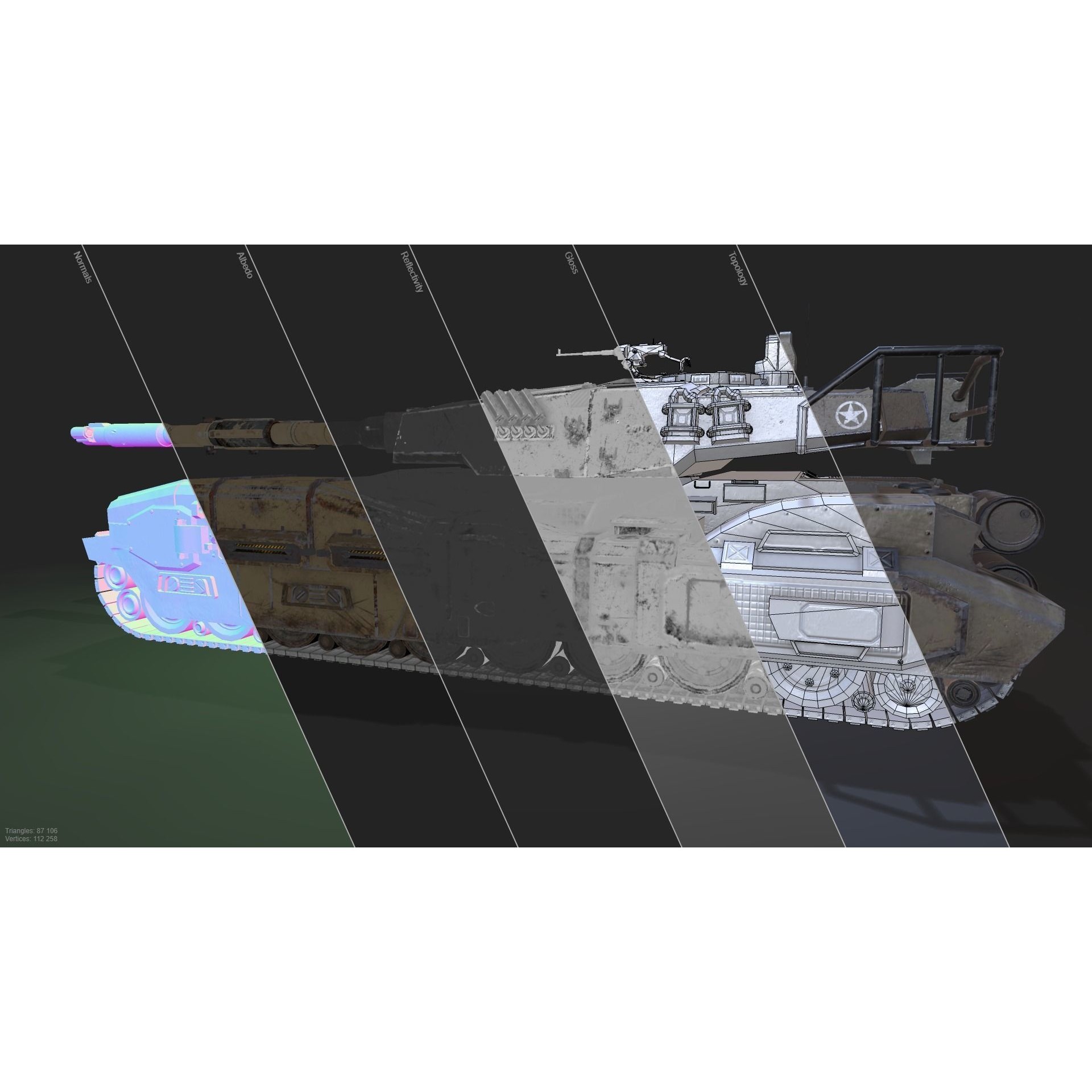 Type 61 Tank - Low-Poly Game-Ready 3D Model - View 46