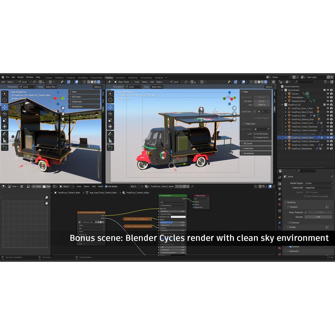 Food Truck 3D Model – Low Poly PBR Game Asset for Unity & Unreal - View 7