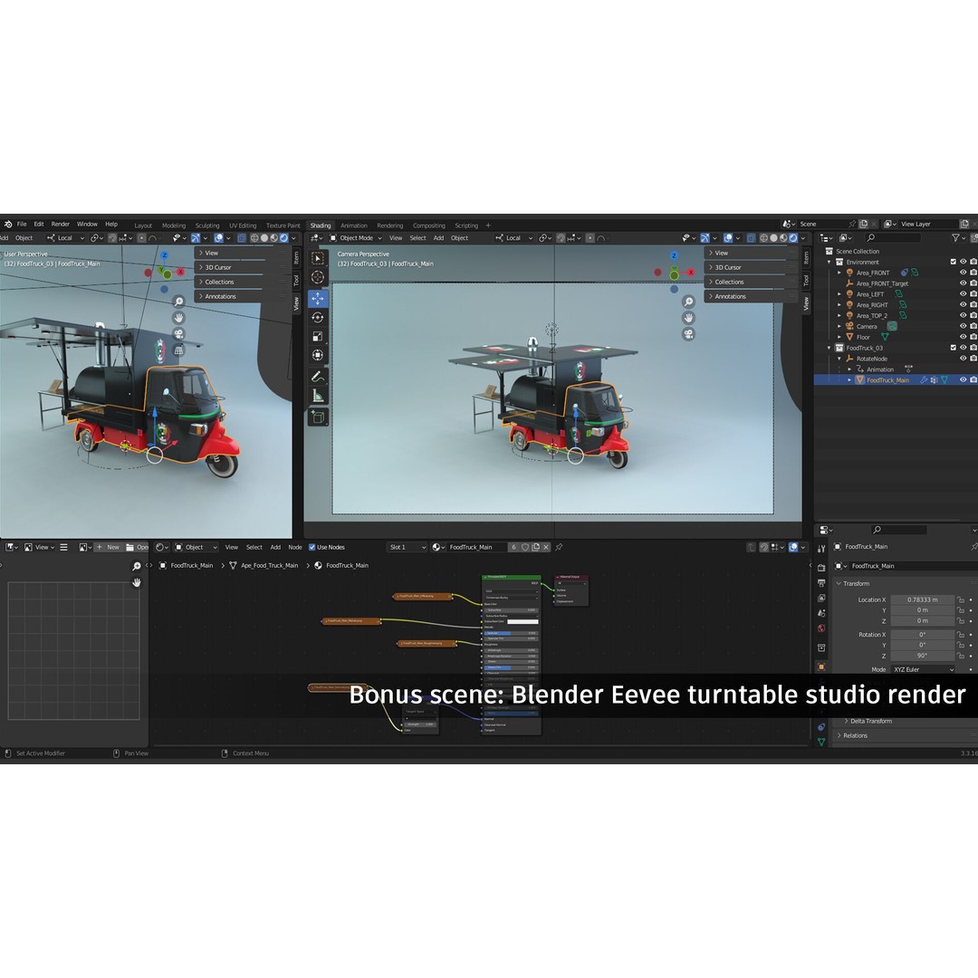 Food Truck 3D Model – Low Poly PBR Game Asset for Unity & Unreal - View 8