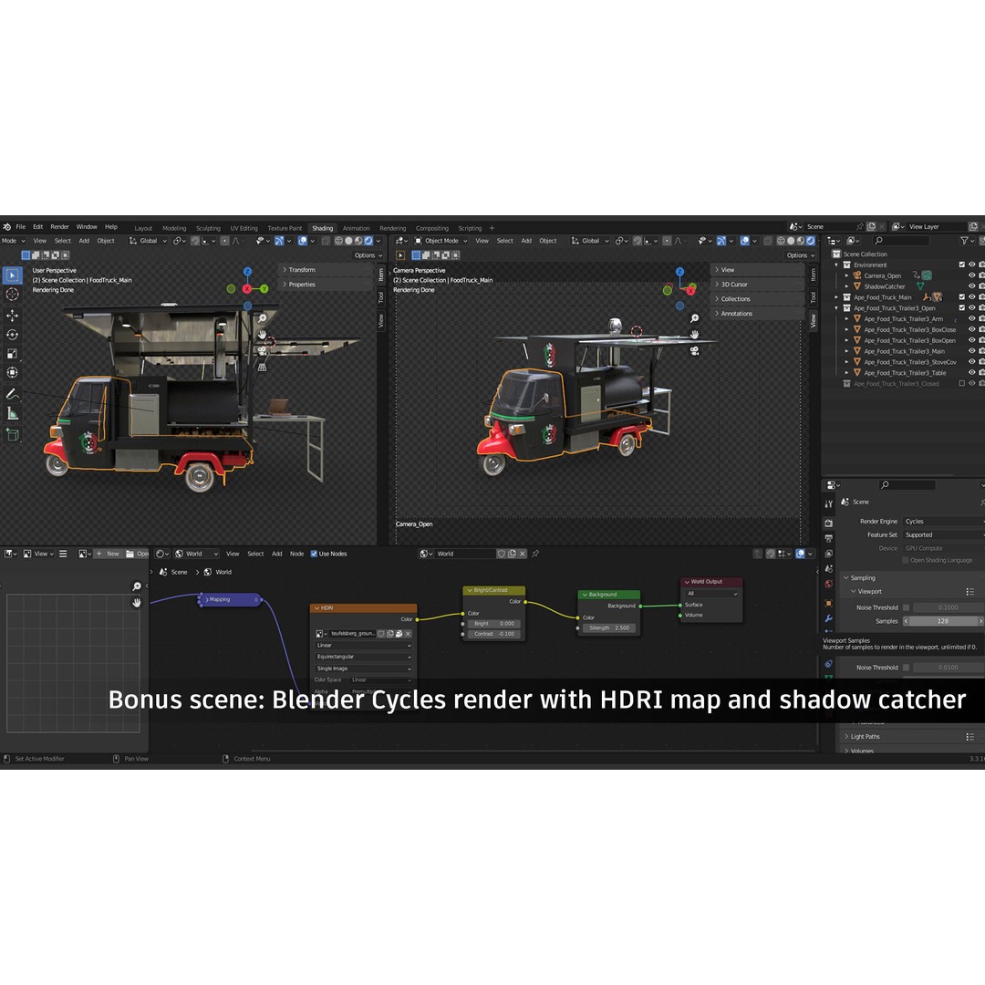 Food Truck 3D Model – Low Poly PBR Game Asset for Unity & Unreal - View 9