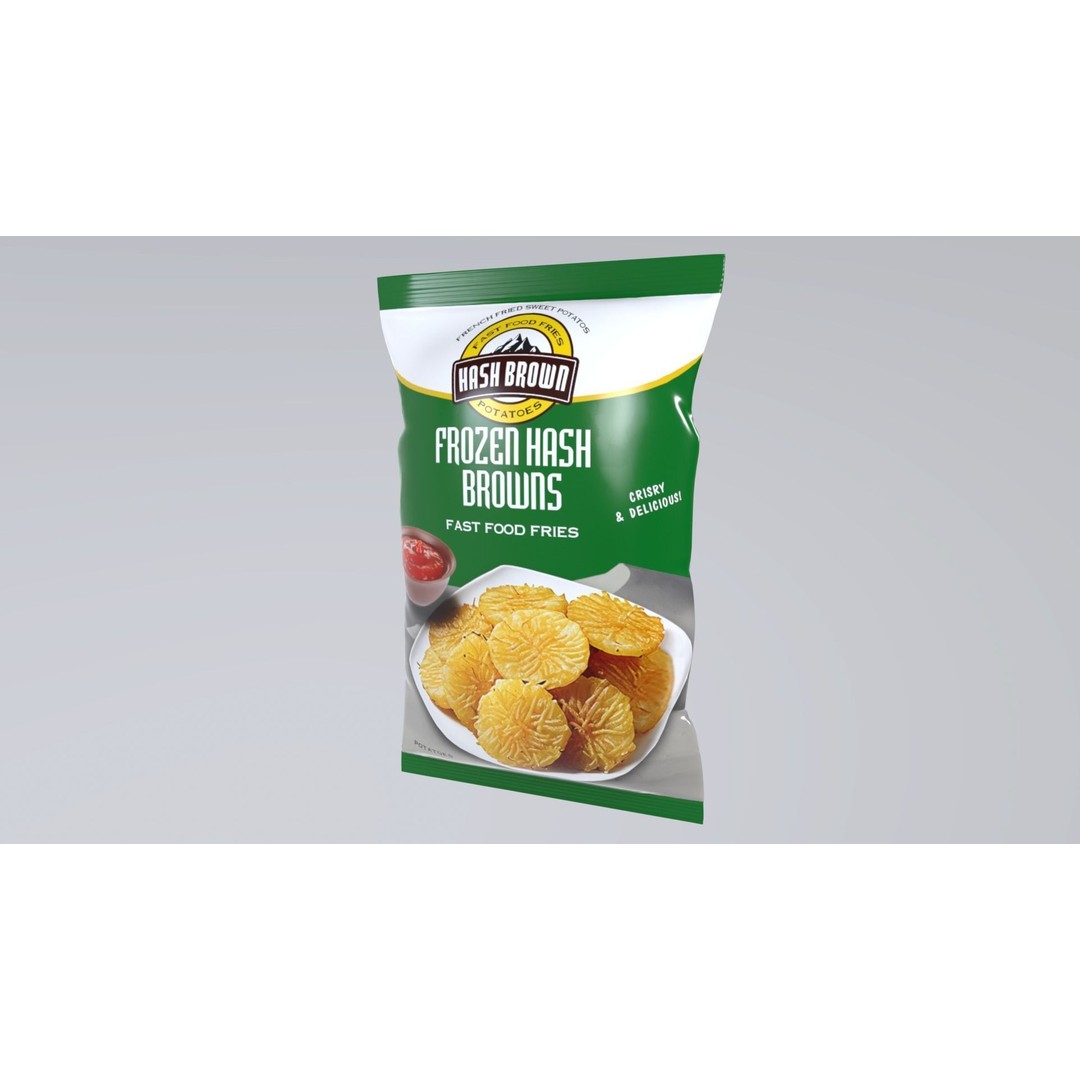Frozen Hash Browns 3D Model – Low Poly Game Asset, FBX - View 3
