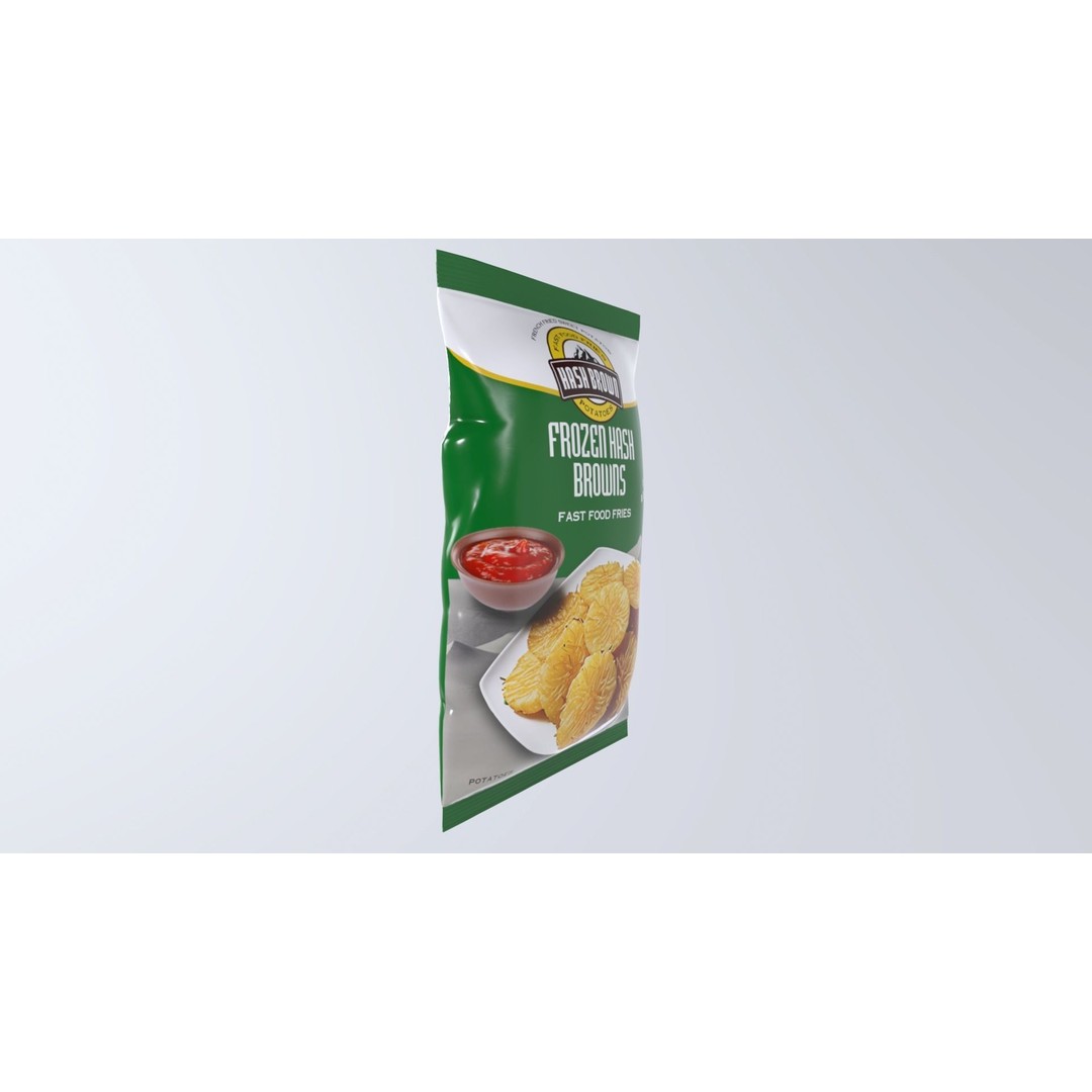 Frozen Hash Browns 3D Model – Low Poly Game Asset, FBX - View 4