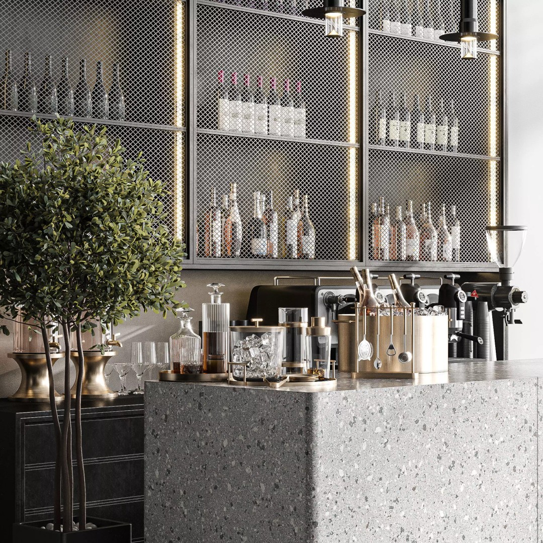 Elixir Bar 3D Model – High Poly Interior Asset, PBR Textures, FBX, OBJ - View 4