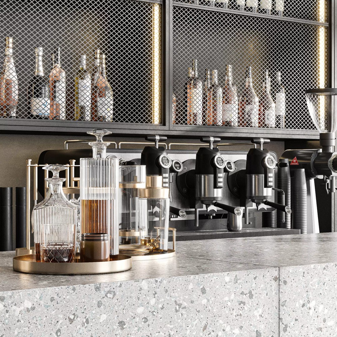 Elixir Bar 3D Model – High Poly Interior Asset, PBR Textures, FBX, OBJ - View 5