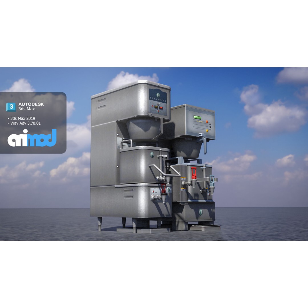 Coffee Maker 3D Model – Realistic PBR Asset, FBX Format - View 4