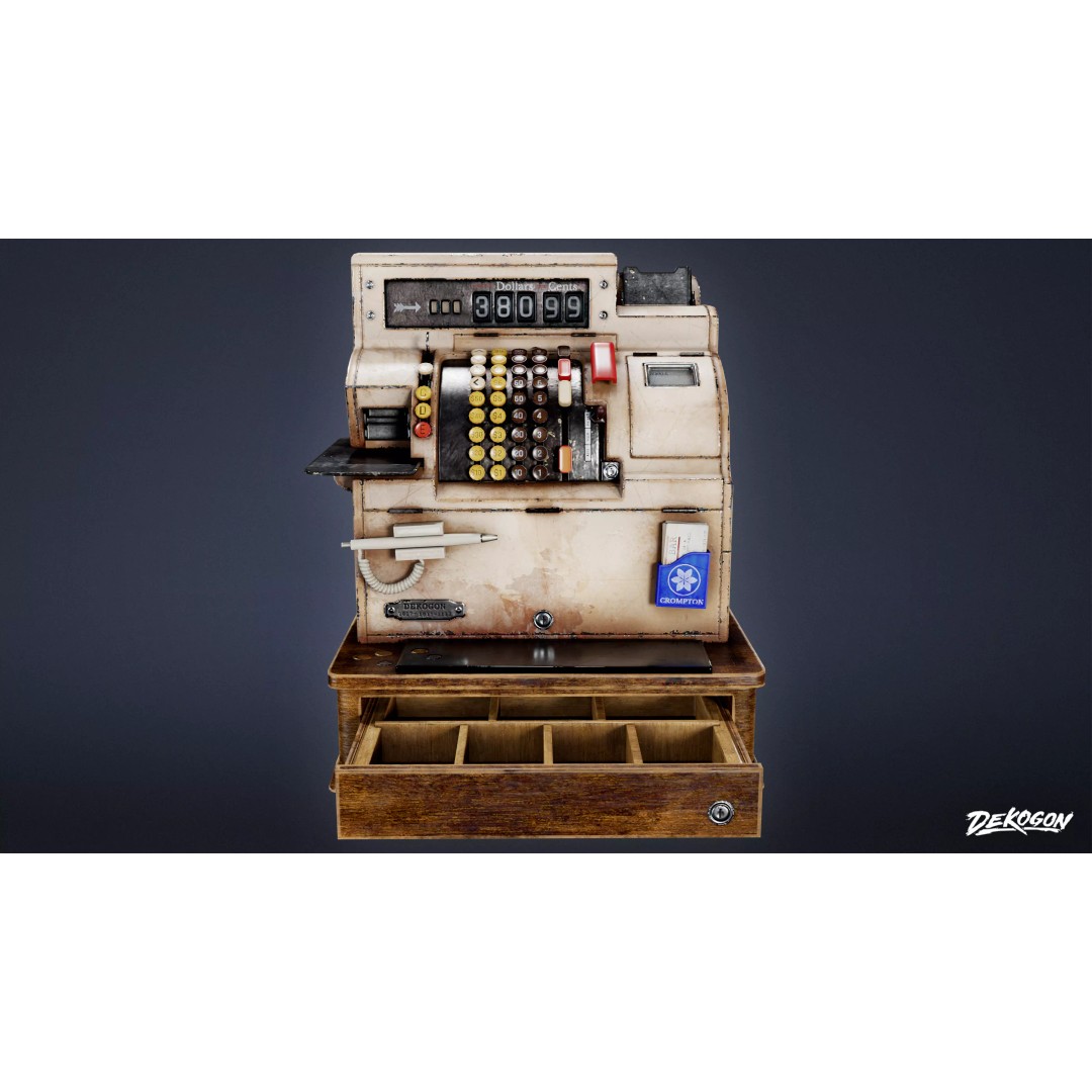 Cash Register 3D Model – Low Poly Game Asset, FBX, PBR Textures - View 2