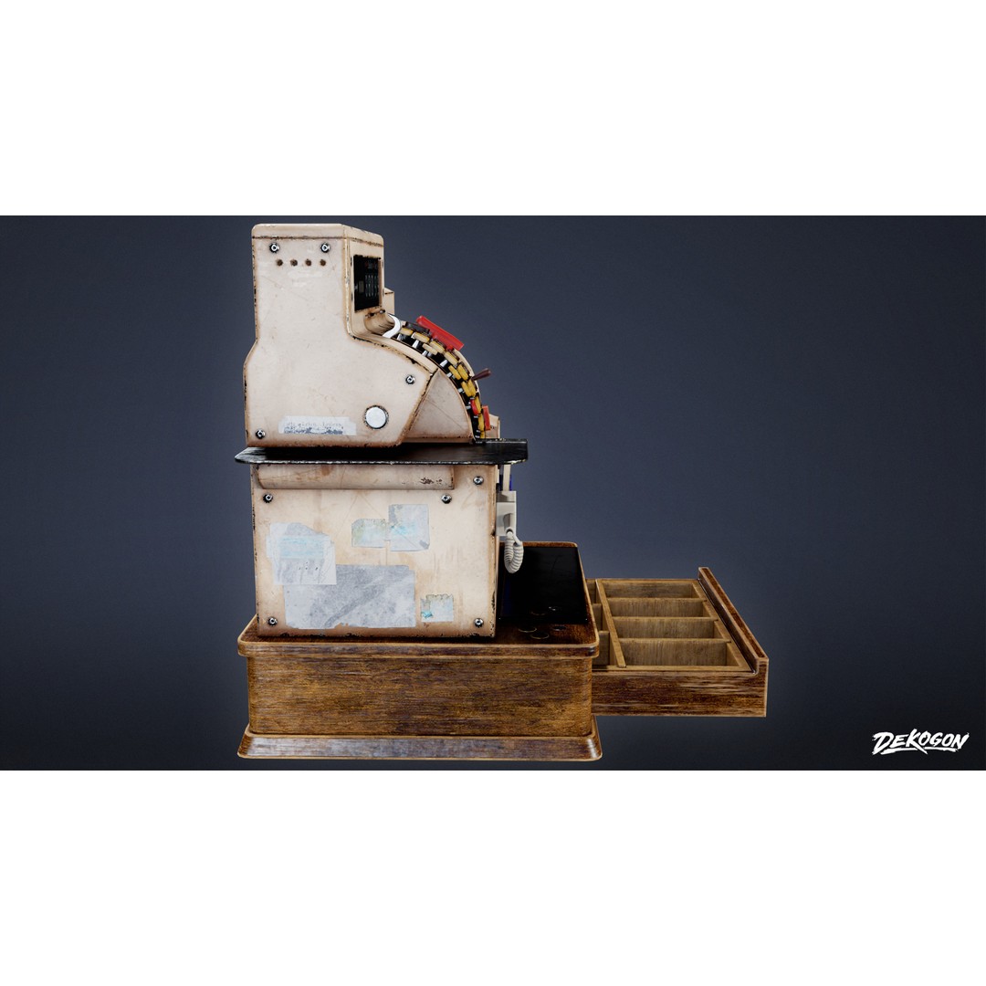Cash Register 3D Model – Low Poly Game Asset, FBX, PBR Textures - View 4