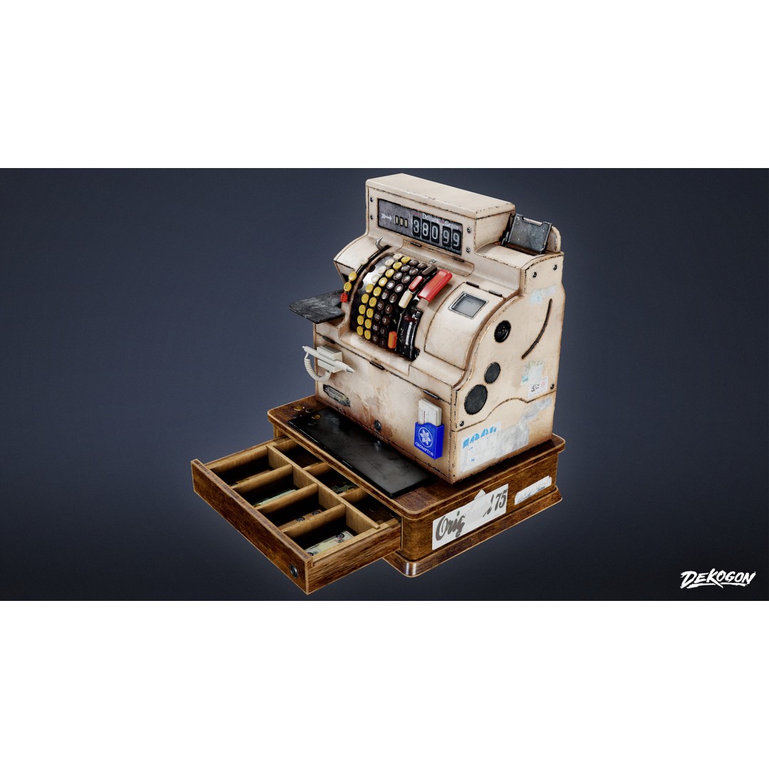 Cash Register 3D Model – Low Poly Game Asset, FBX, PBR Textures - View 6