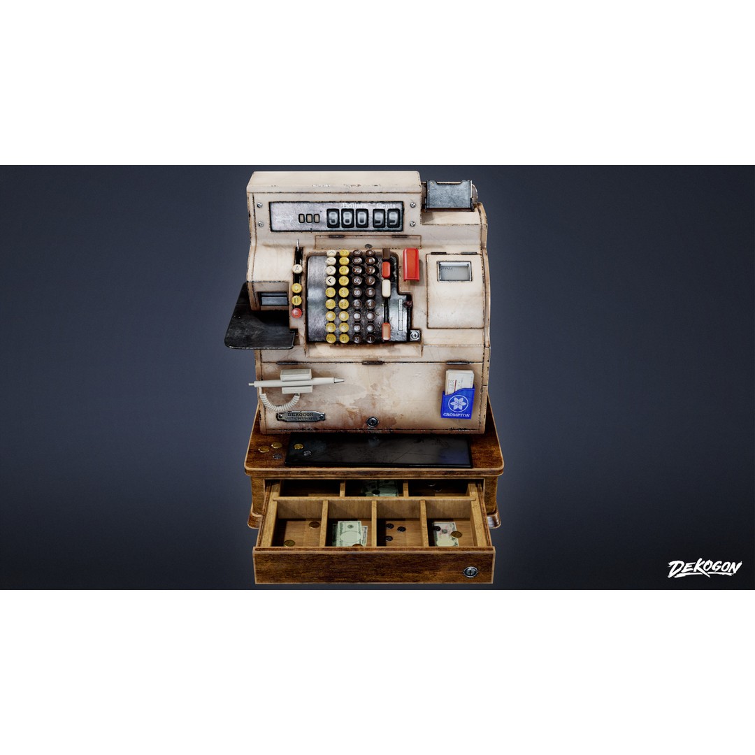 Cash Register 3D Model – Low Poly Game Asset, FBX, PBR Textures - View 7