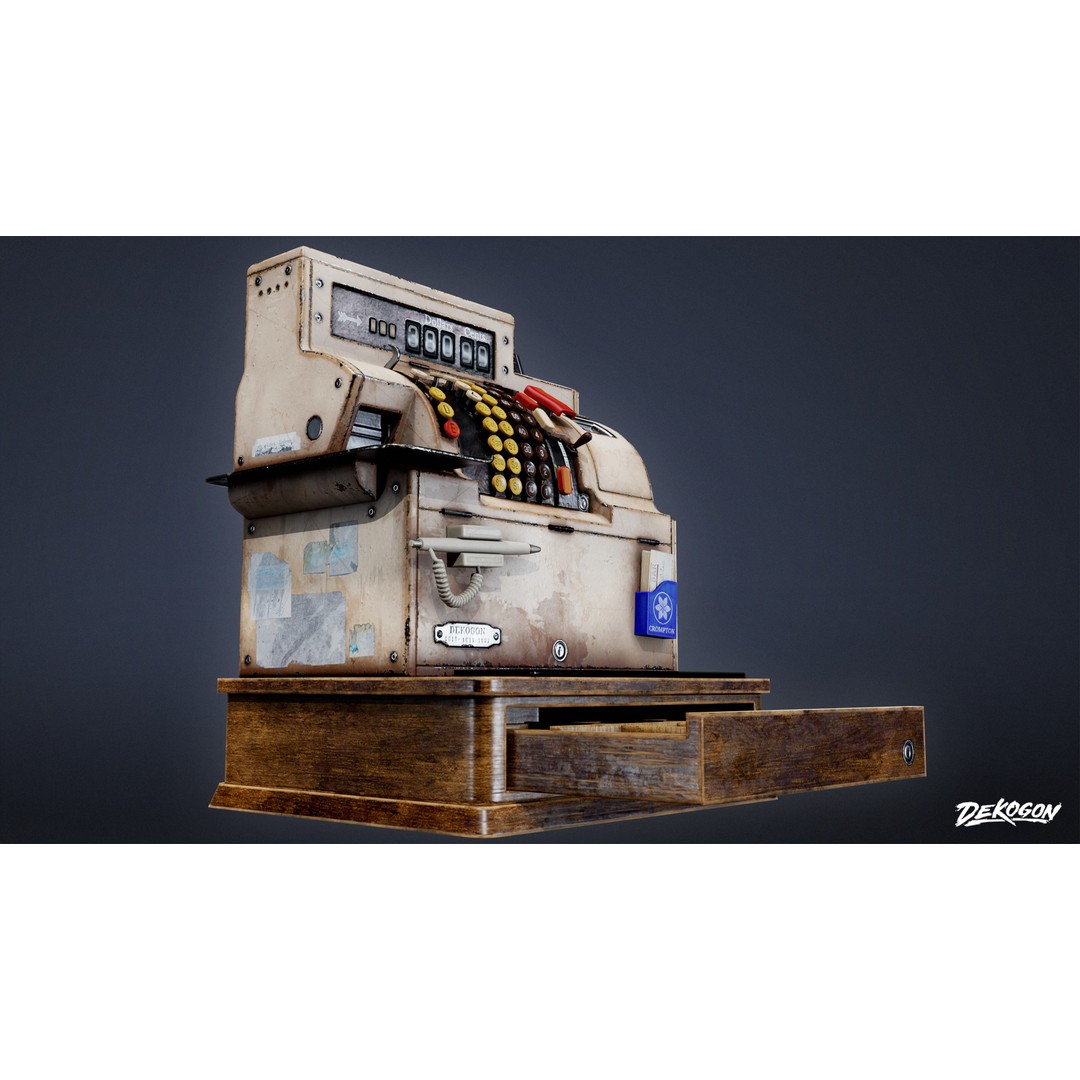 Cash Register 3D Model – Low Poly Game Asset, FBX, PBR Textures - View 8