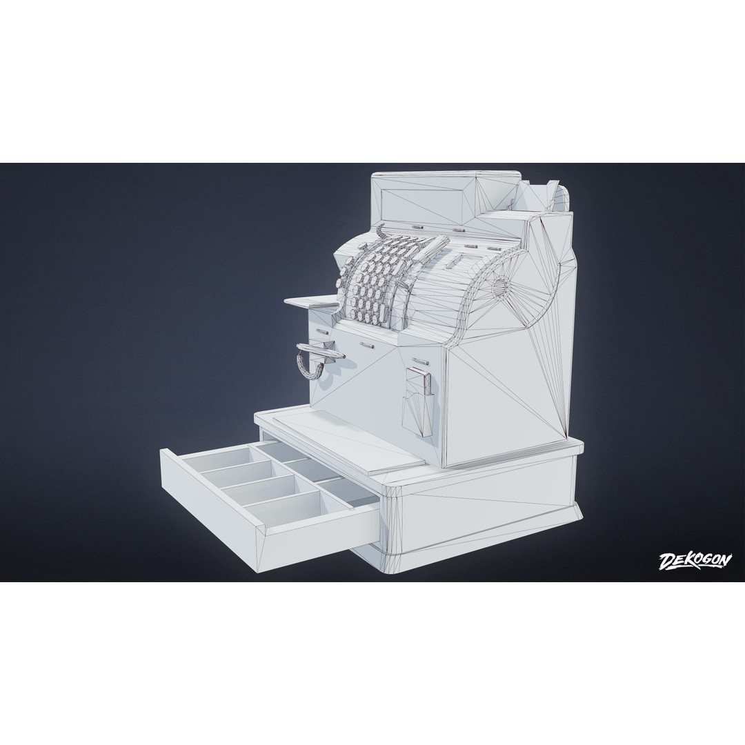 Cash Register 3D Model – Low Poly Game Asset, FBX, PBR Textures - View 9