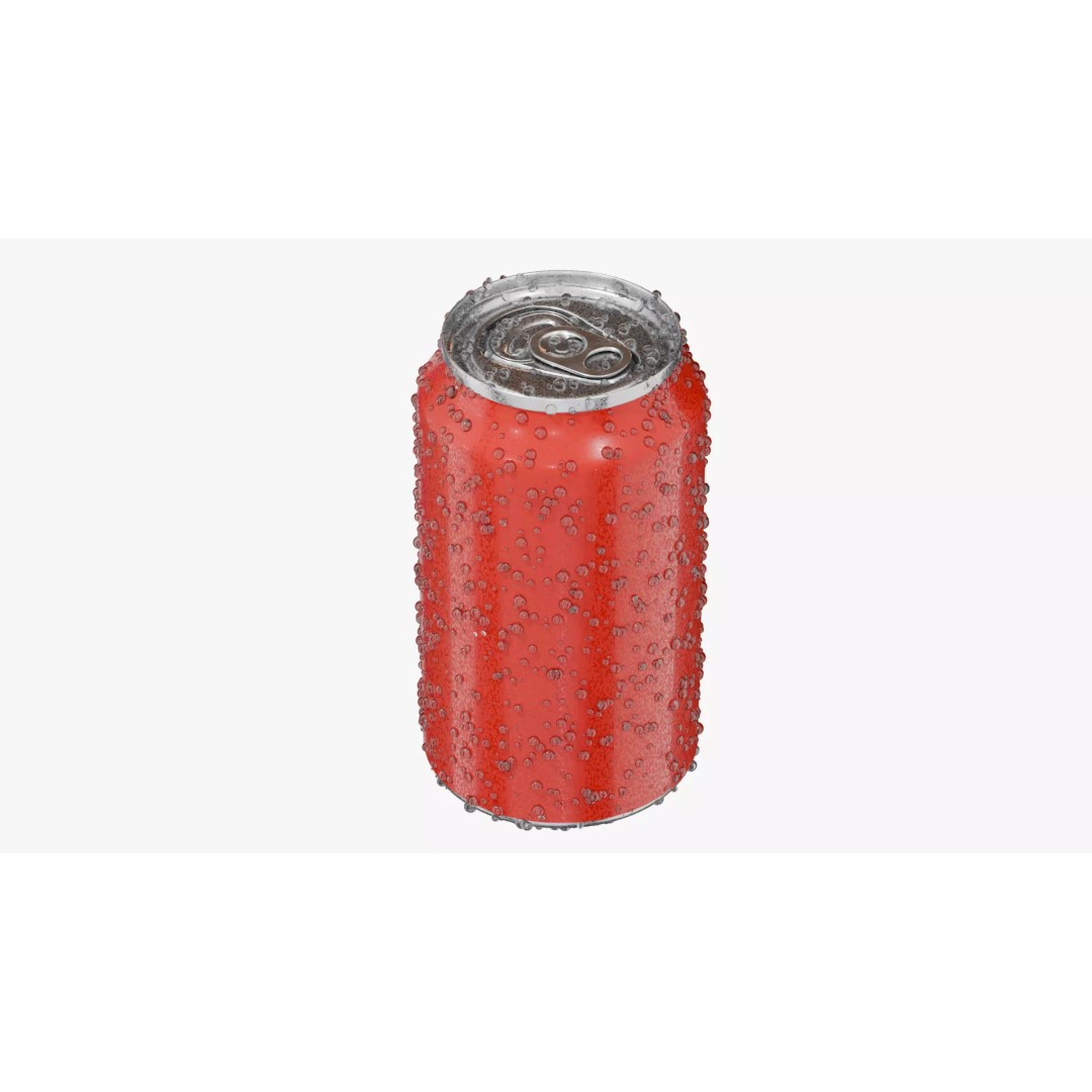 Standard Can 3D Model – Aluminum Beverage with Droplets, PBR Textures - View 2