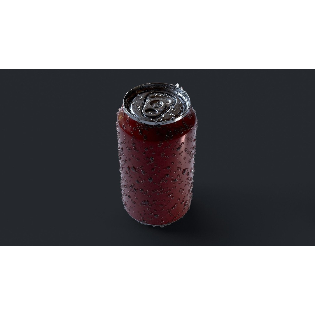 Standard Can 3D Model – Aluminum Beverage with Droplets, PBR Textures - View 6