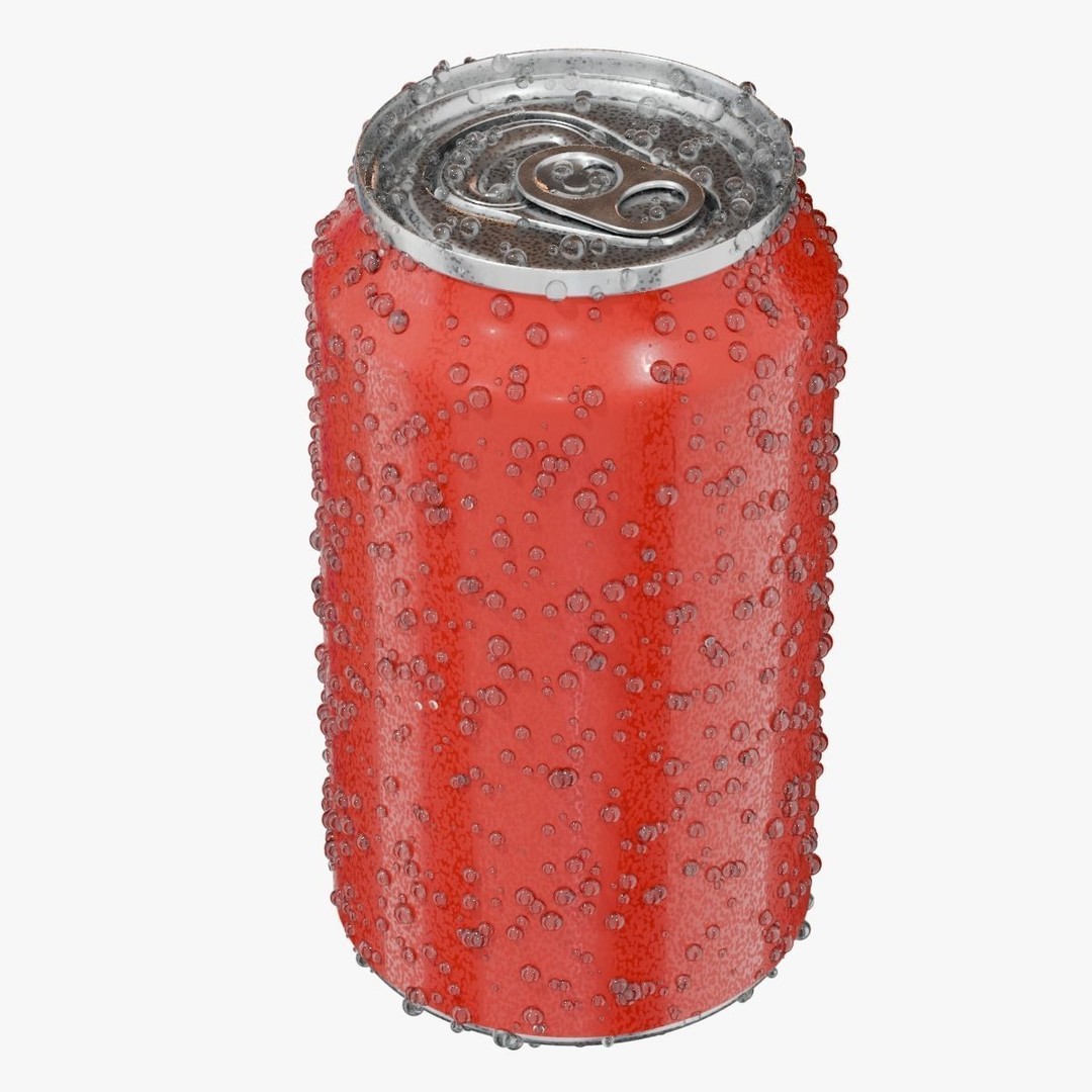 Standard Can 3D Model – Aluminum Beverage with Droplets, PBR Textures - View 8