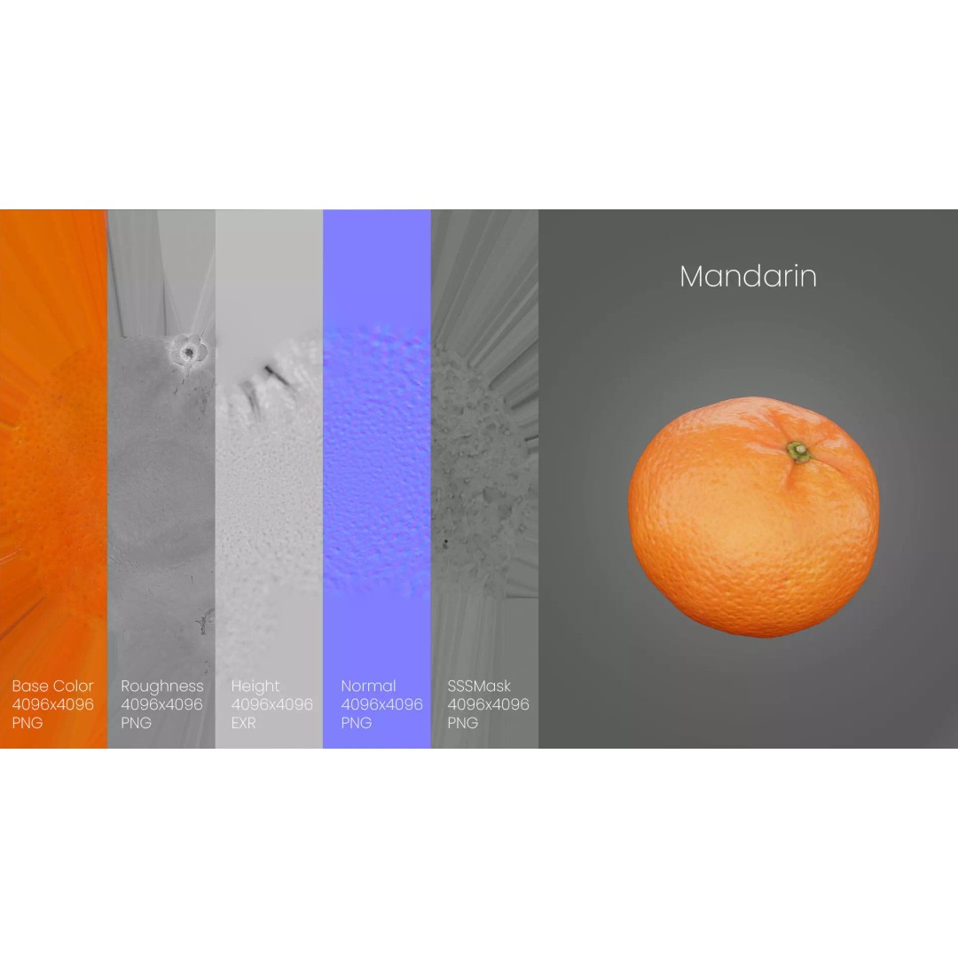 Mandarin 3D Model – Realistic PBR Asset for Food Visualization