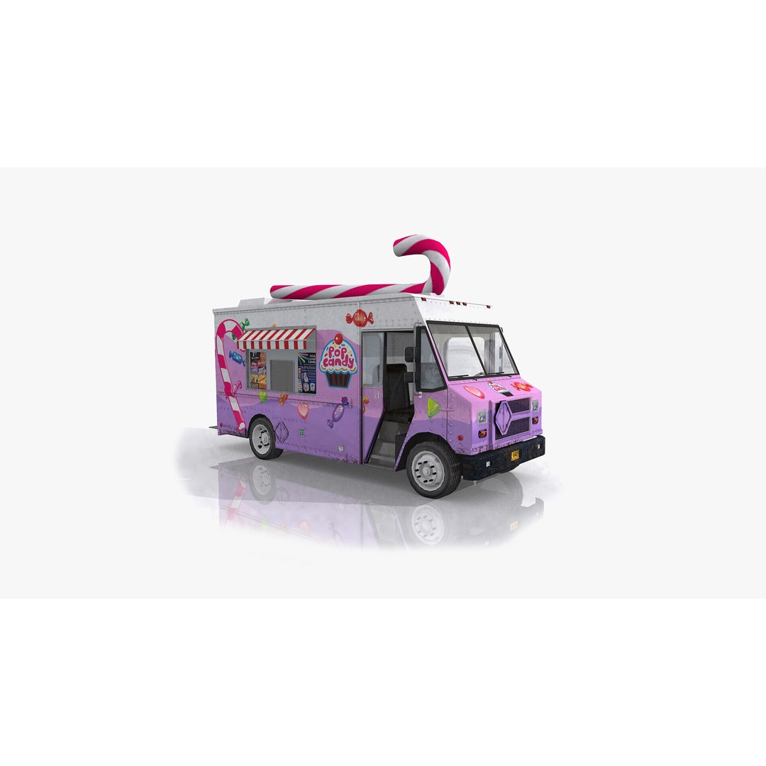 Food Trucks 3D Model – Low Poly Game Asset, FBX and OBJ Formats - View 10
