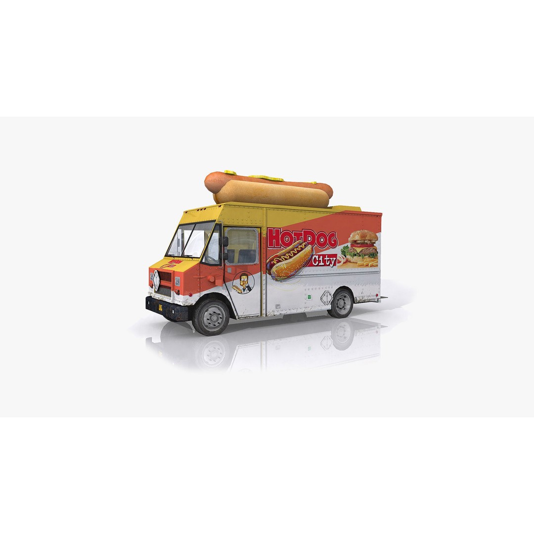 Food Trucks 3D Model – Low Poly Game Asset, FBX and OBJ Formats - View 3