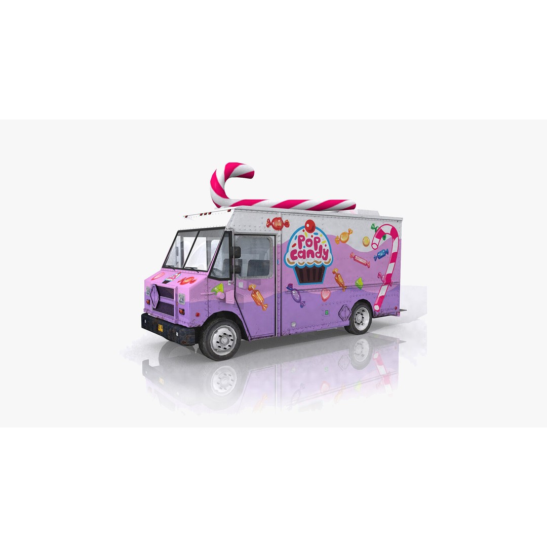Food Trucks 3D Model – Low Poly Game Asset, FBX and OBJ Formats - View 5