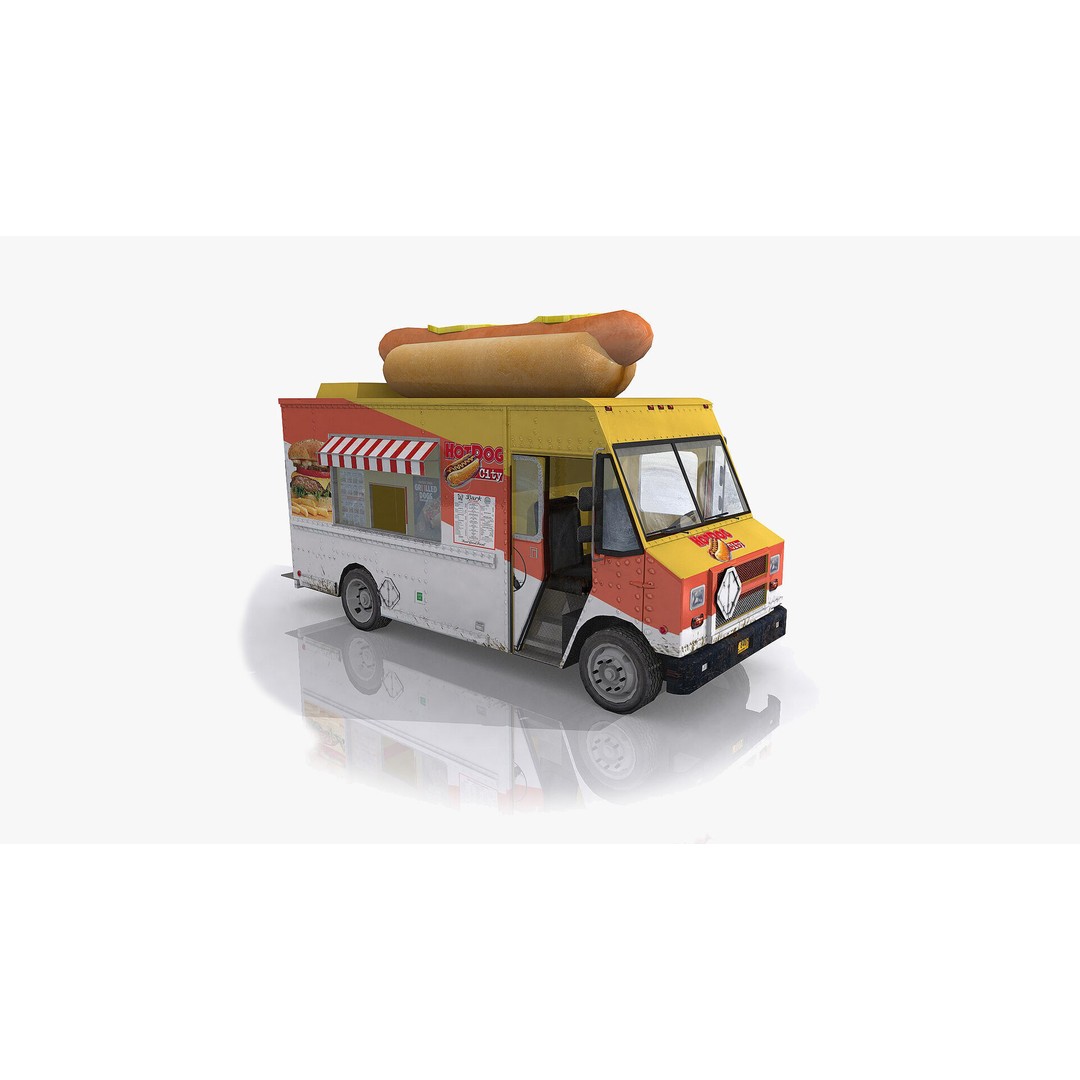 Food Trucks 3D Model – Low Poly Game Asset, FBX and OBJ Formats - View 6