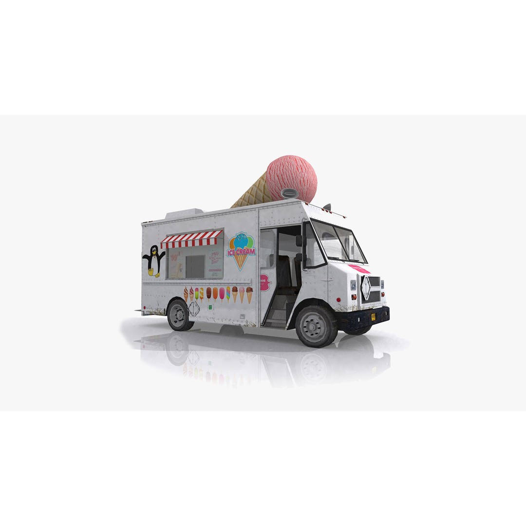 Food Trucks 3D Model – Low Poly Game Asset, FBX and OBJ Formats - View 7