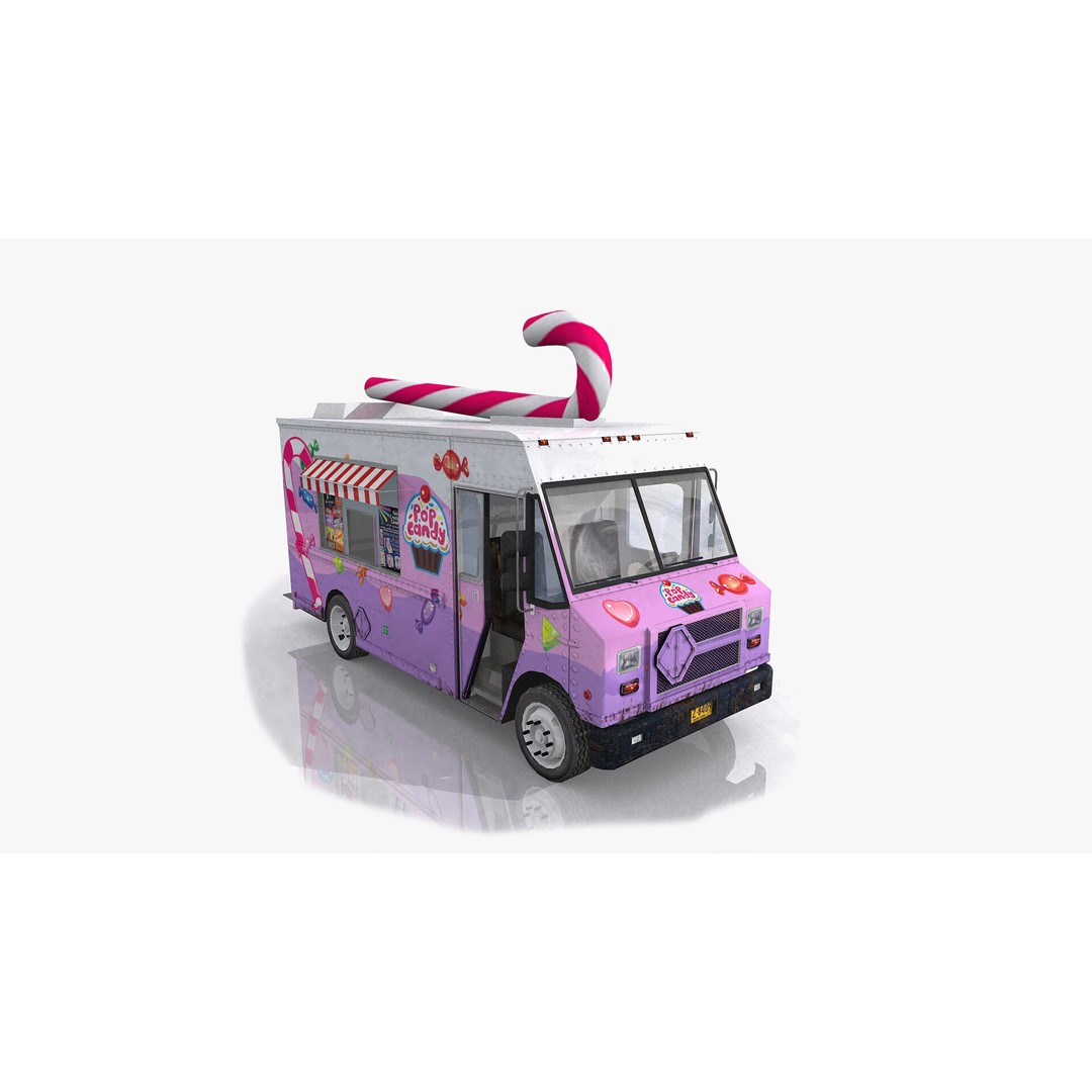 Food Trucks 3D Model – Low Poly Game Asset, FBX and OBJ Formats - View 8