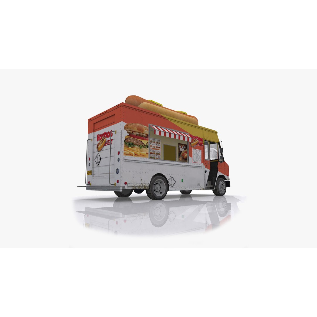 Food Trucks 3D Model – Low Poly Game Asset, FBX and OBJ Formats - View 9