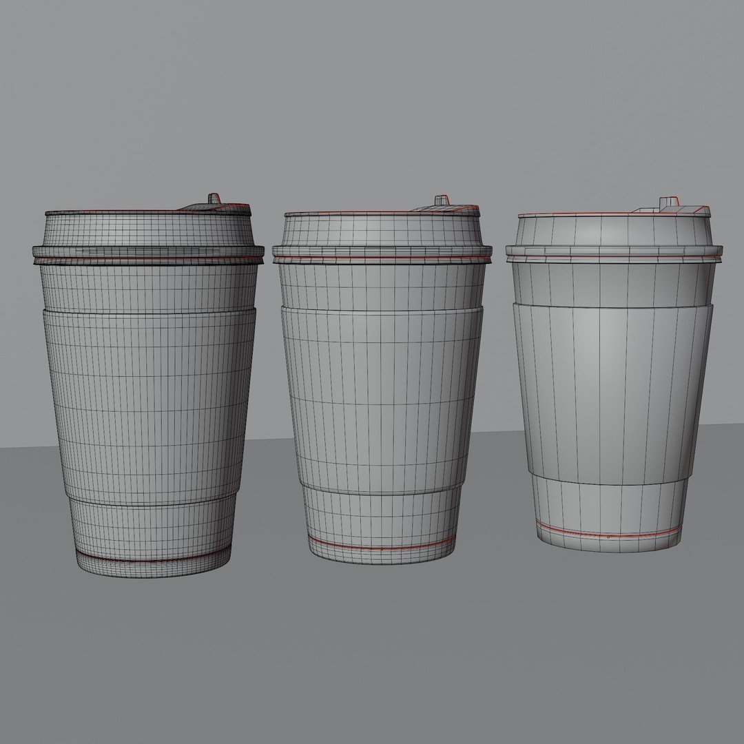 Paper Coffee Cups 3D Model – Low Poly Game Asset, FBX, PBR Textures - View 10