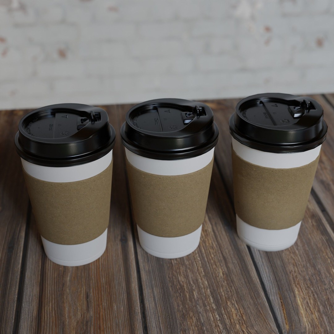 Paper Coffee Cups 3D Model – Low Poly Game Asset, FBX, PBR Textures - View 11