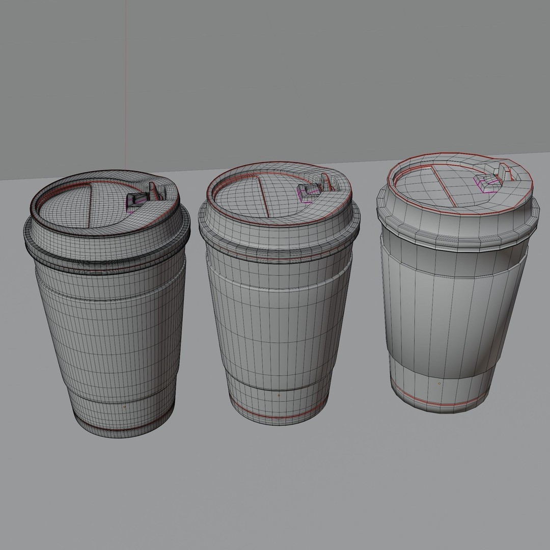 Paper Coffee Cups 3D Model – Low Poly Game Asset, FBX, PBR Textures - View 12