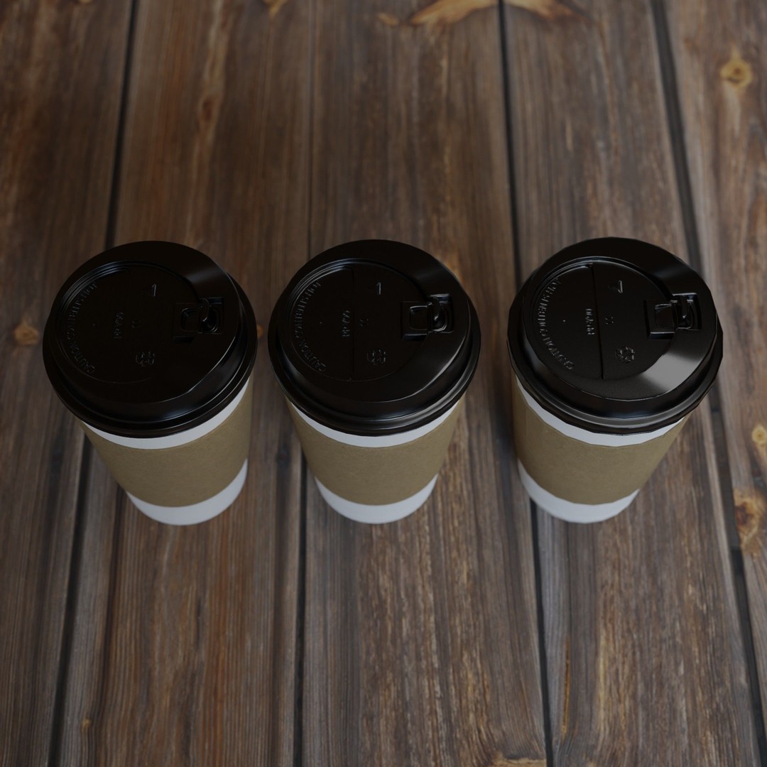Paper Coffee Cups 3D Model – Low Poly Game Asset, FBX, PBR Textures - View 13