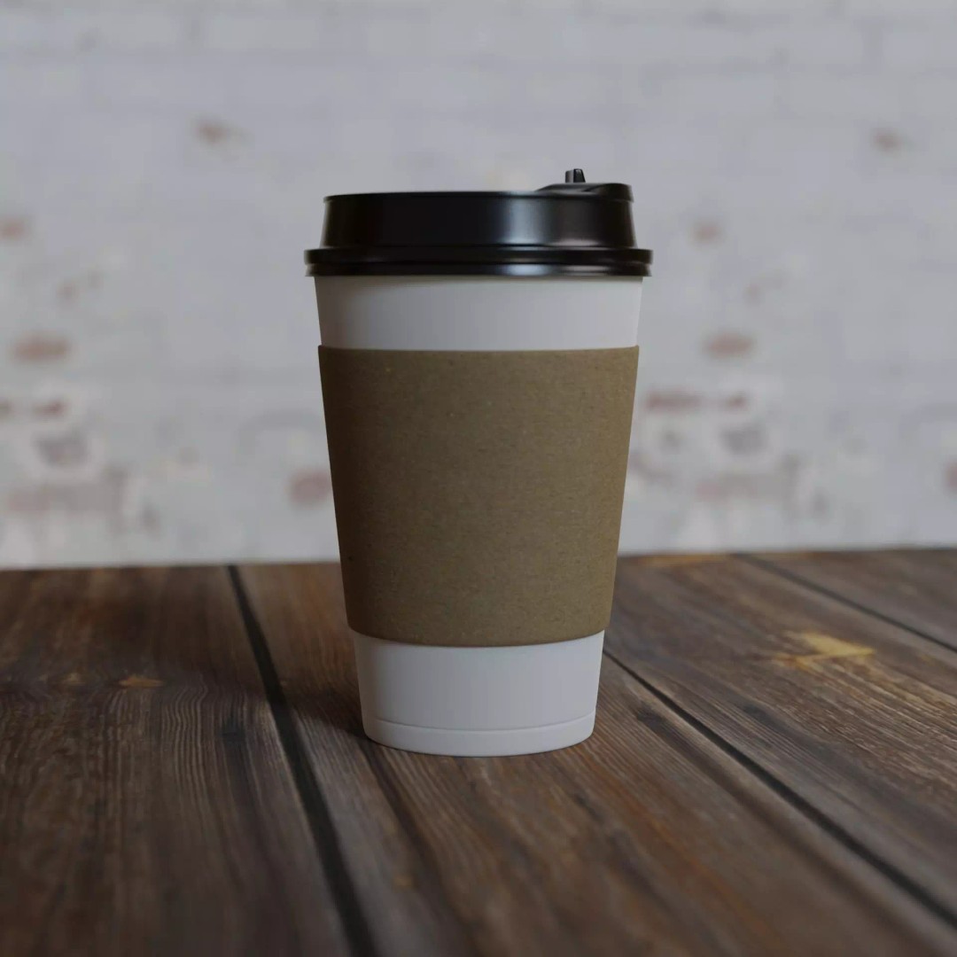 Paper Coffee Cups 3D Model – Low Poly Game Asset, FBX, PBR Textures - View 2
