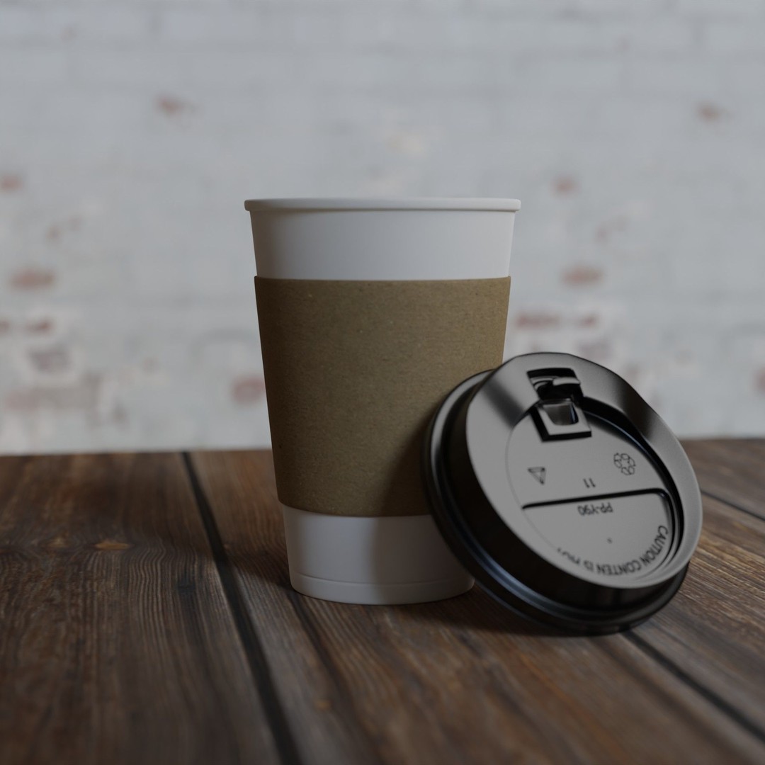 Paper Coffee Cups 3D Model – Low Poly Game Asset, FBX, PBR Textures - View 3