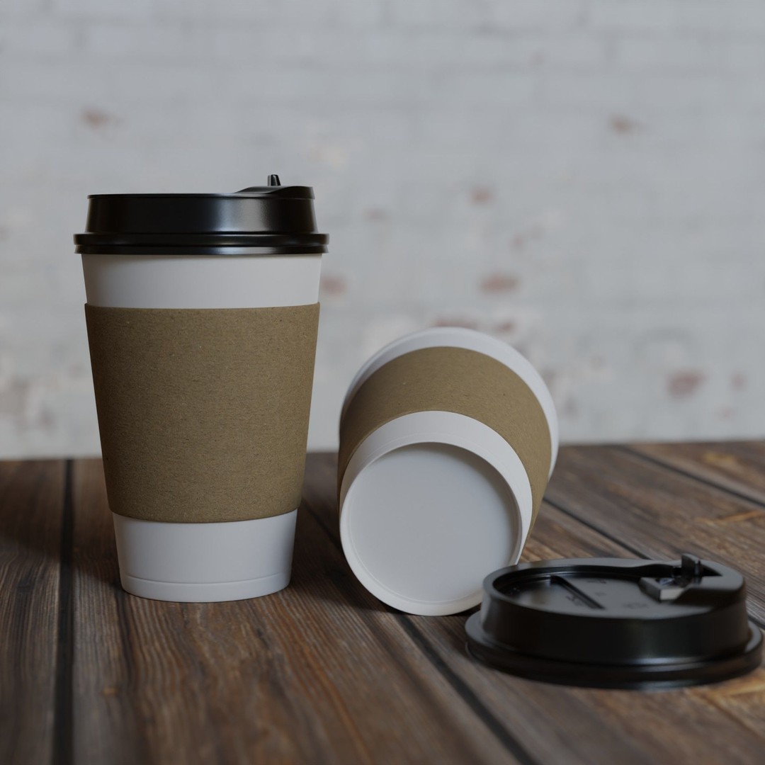 Paper Coffee Cups 3D Model – Low Poly Game Asset, FBX, PBR Textures - View 7