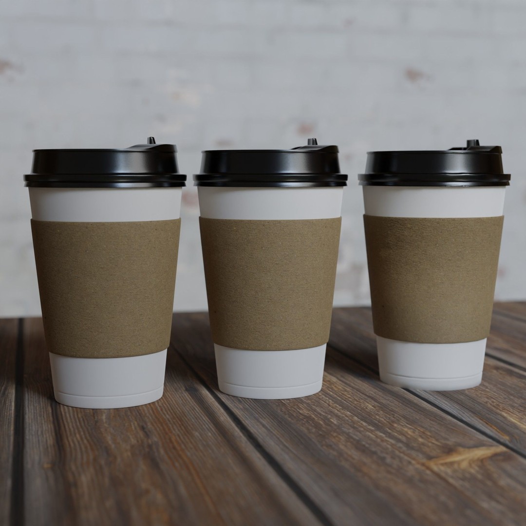 Paper Coffee Cups 3D Model – Low Poly Game Asset, FBX, PBR Textures - View 9
