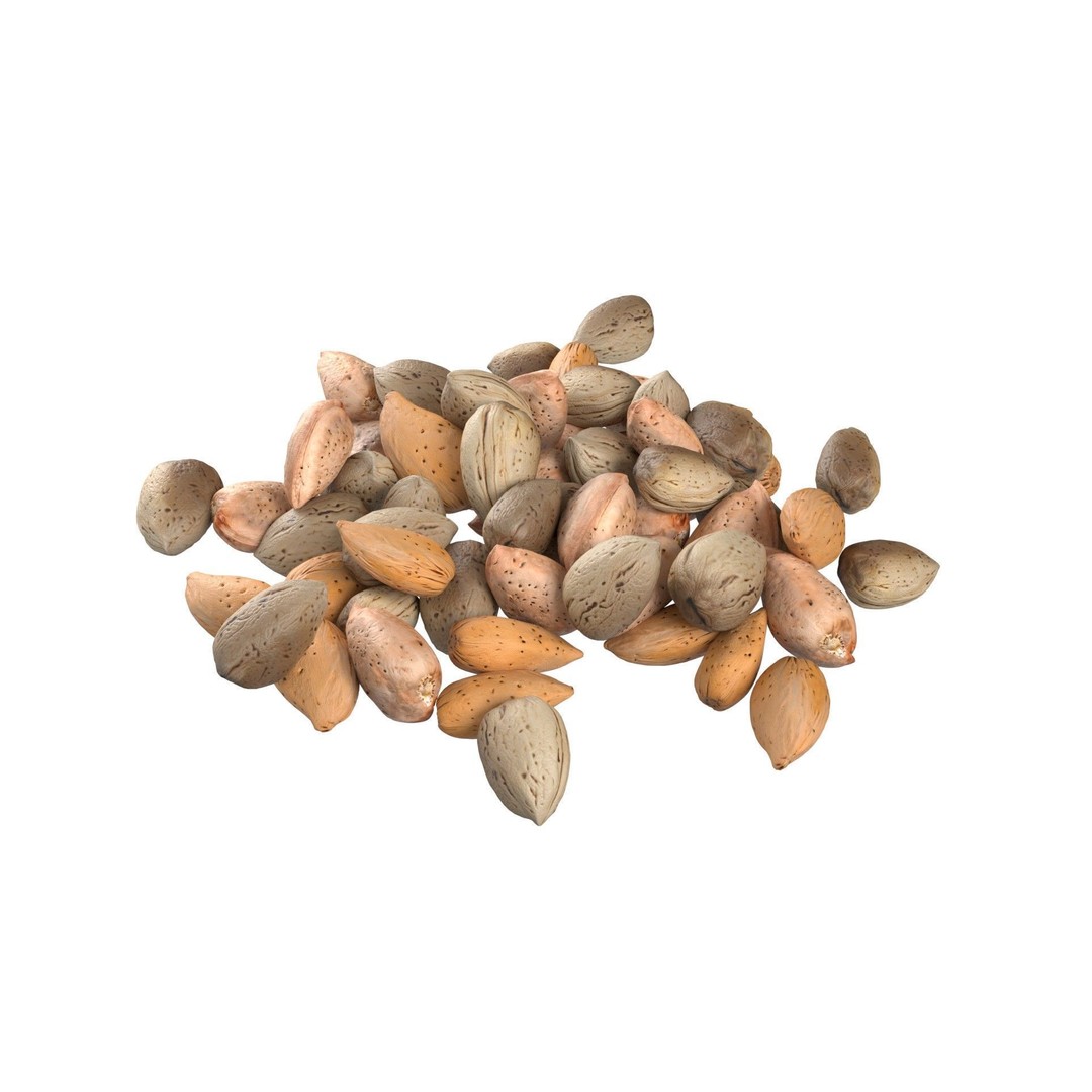 Almonds Collection 3D Model – Low Poly Food Asset, Blender, FBX, OBJ