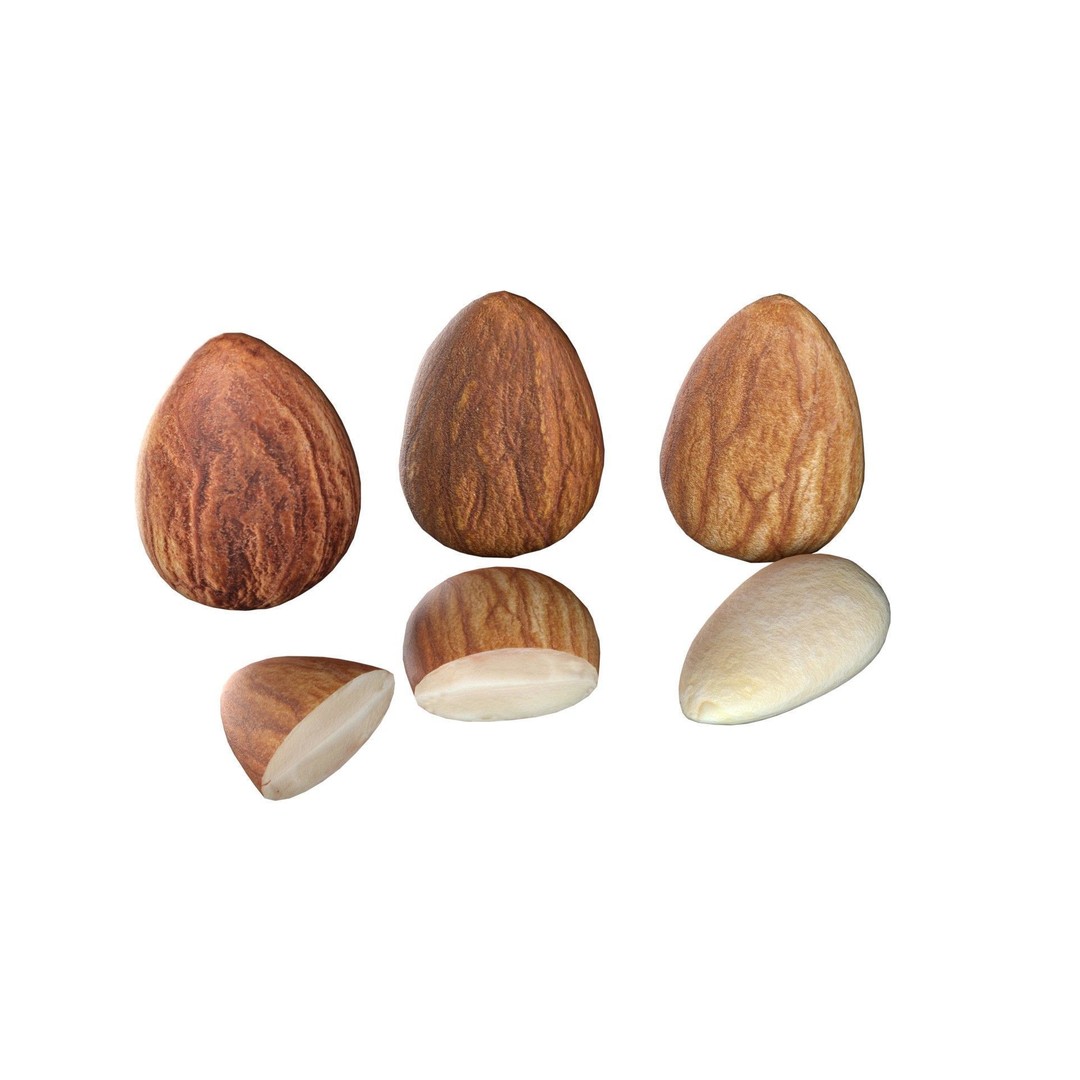 Almonds Collection 3D Model – Low Poly Food Asset, Blender, FBX, OBJ - View 15