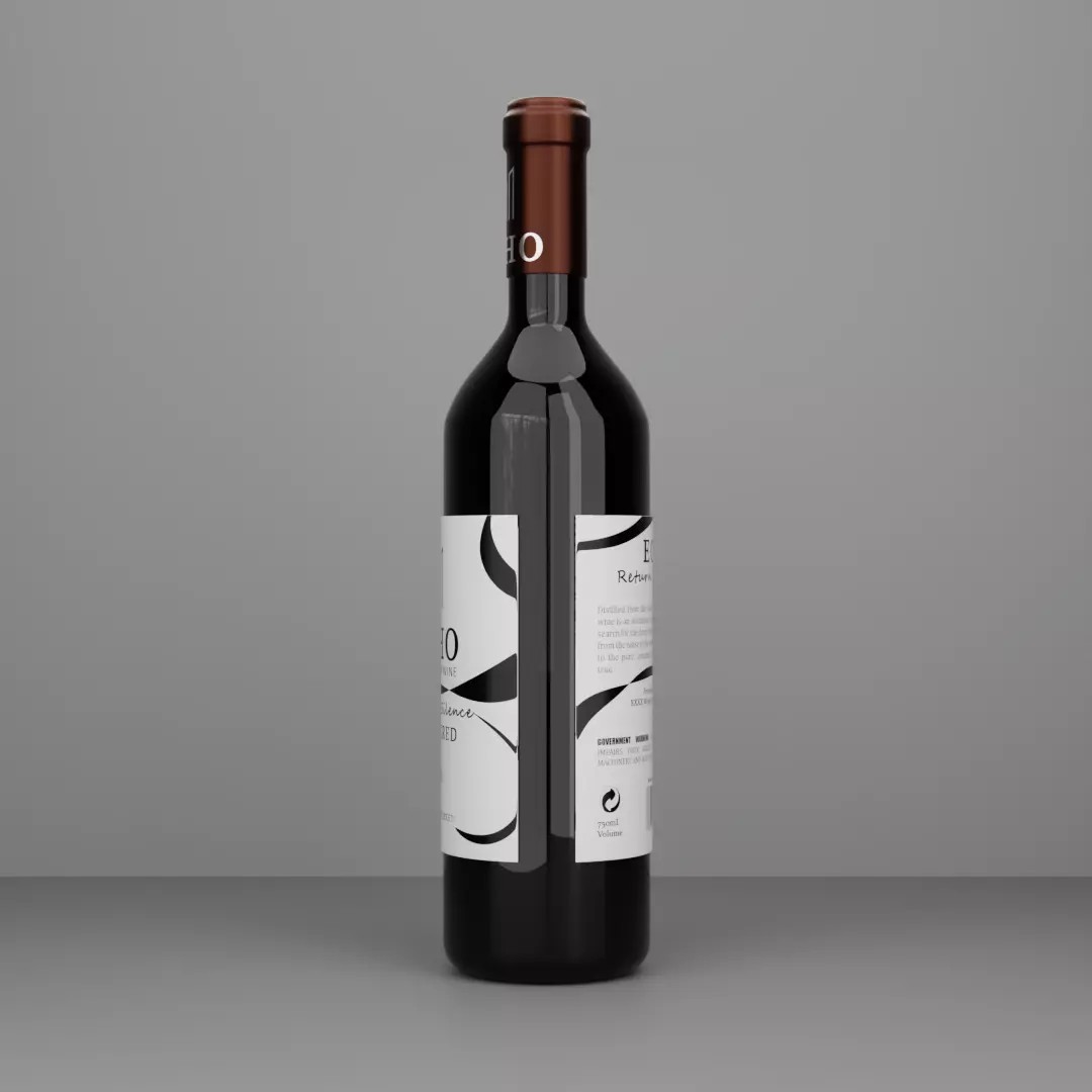 Wine Bottle 3D Model – Low Poly PBR Asset, FBX, OBJ, Blender - View 3