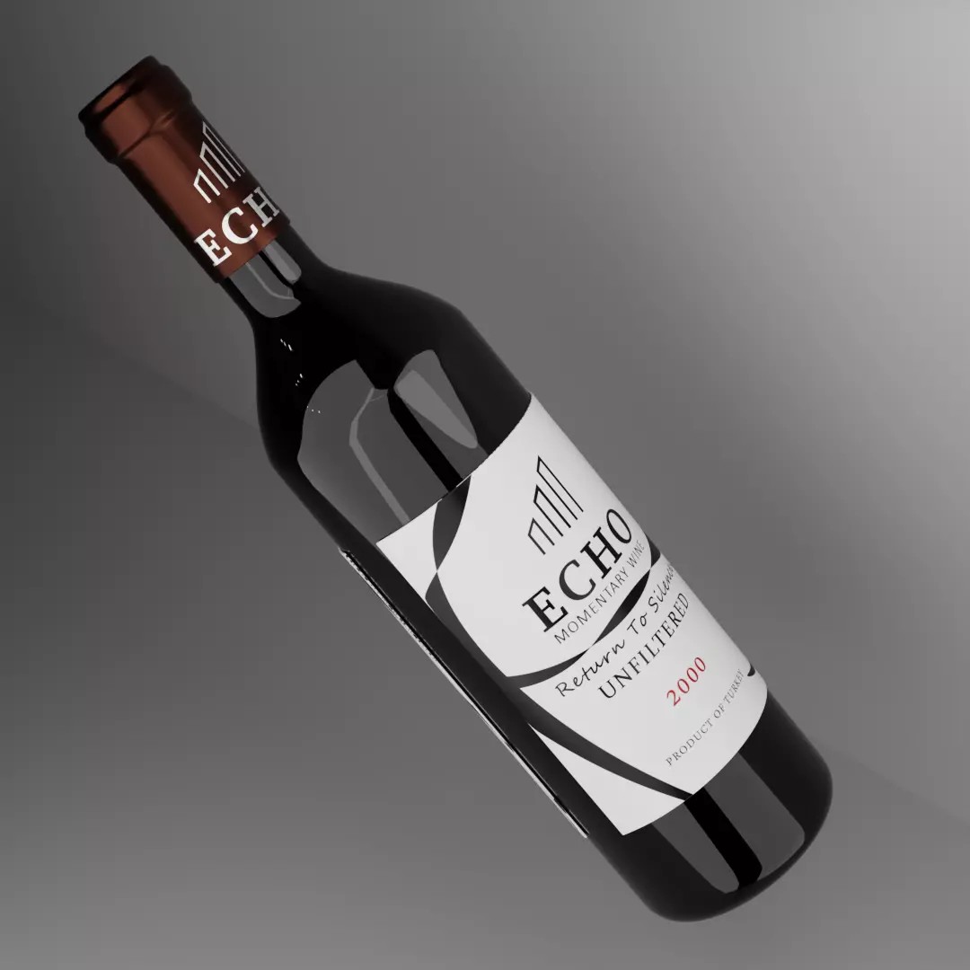 Wine Bottle 3D Model – Low Poly PBR Asset, FBX, OBJ, Blender - View 7