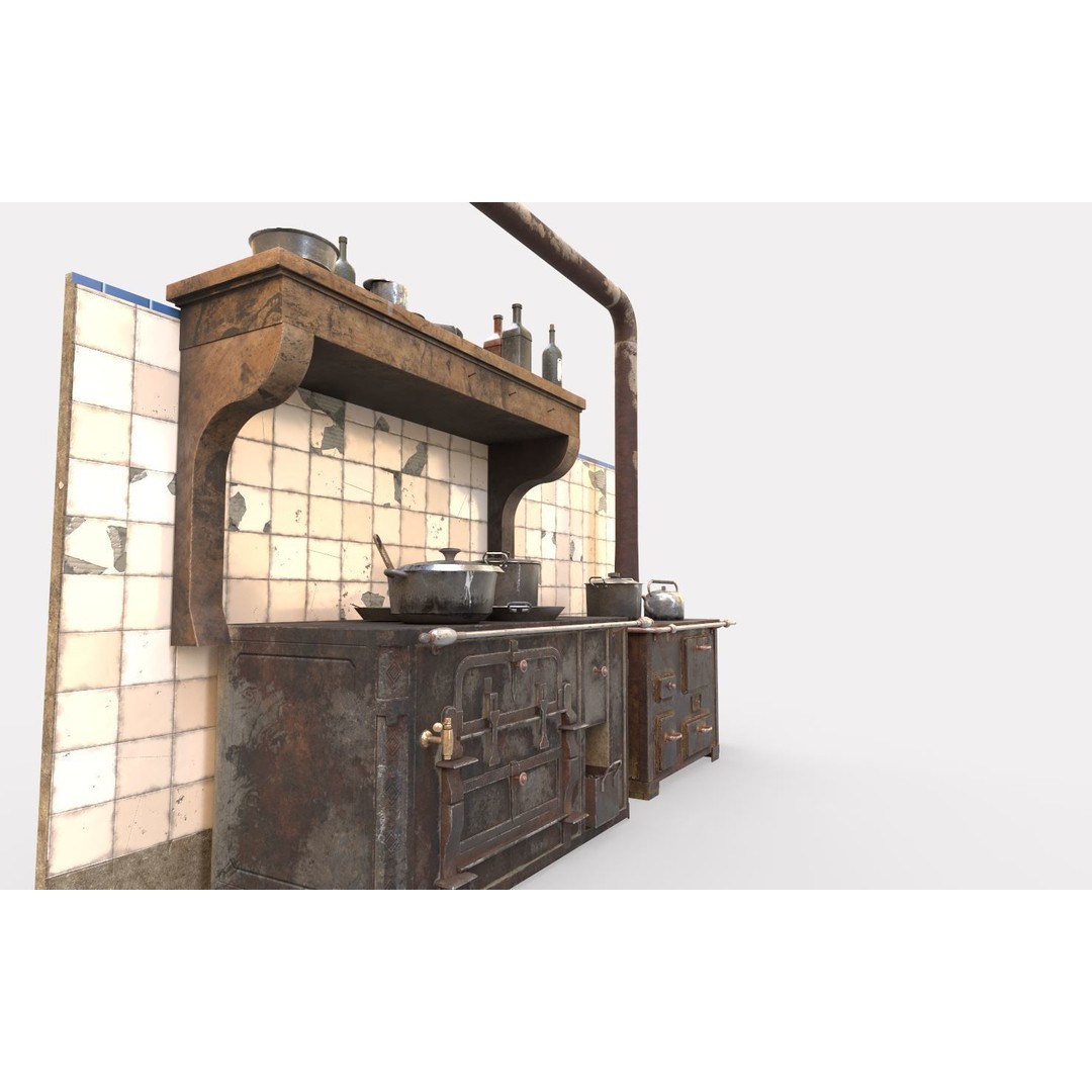 Old Stoves and Kitchenware 3D Model – Realistic PBR Asset, FBX & OBJ - View 10