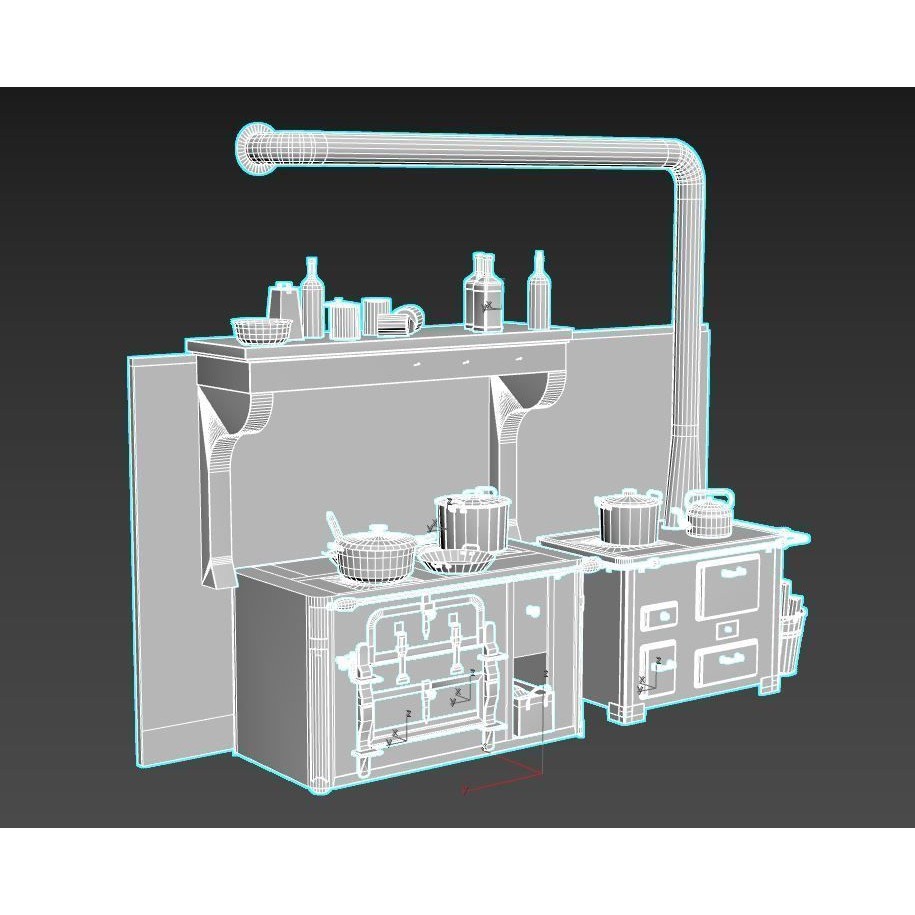 Old Stoves and Kitchenware 3D Model – Realistic PBR Asset, FBX & OBJ - View 11